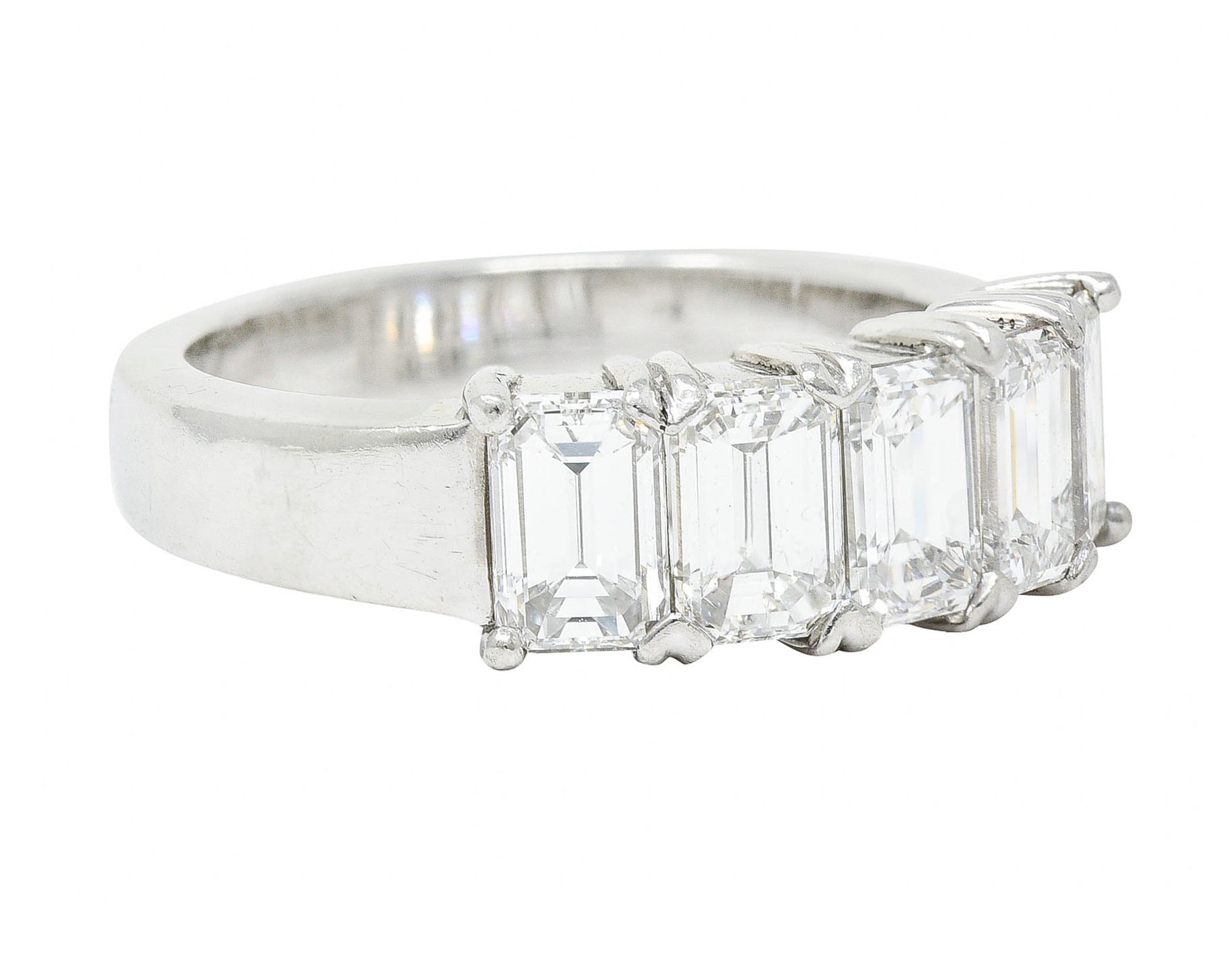 1990's Vintage 2.25 CTW Emerald Cut Diamond Platinum Band RingRing - Wilson's Estate Jewelry