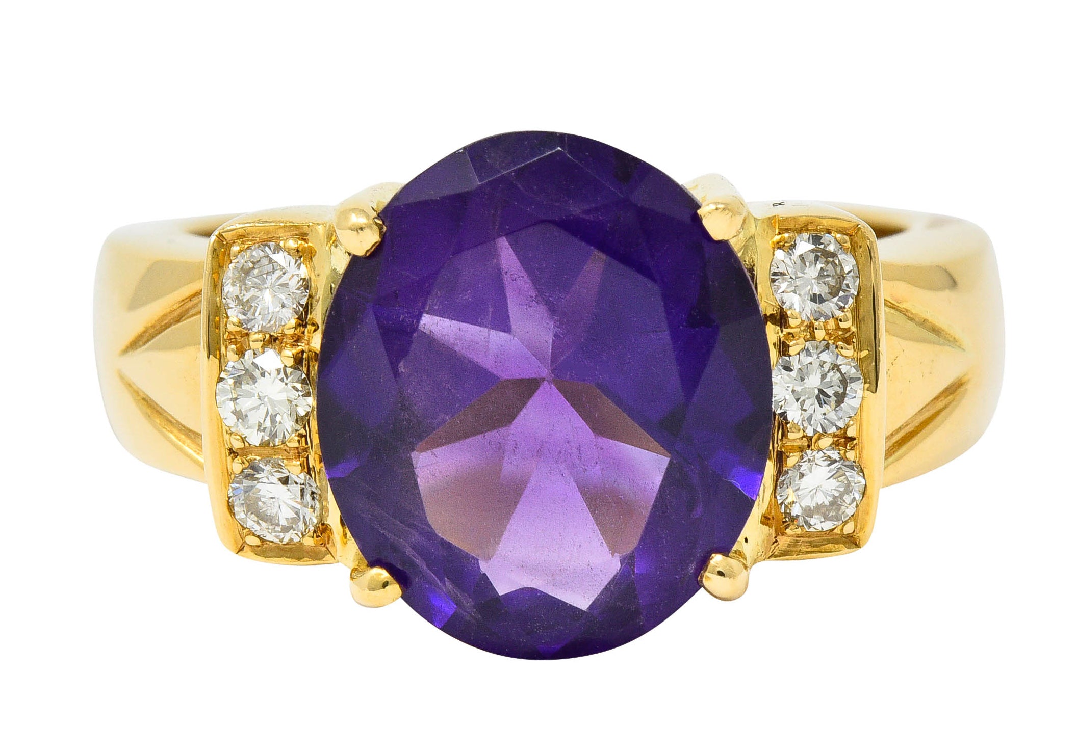 Amethyst Diamond 18 Karat Gold Gemstone Statement RingRing - Wilson's Estate Jewelry