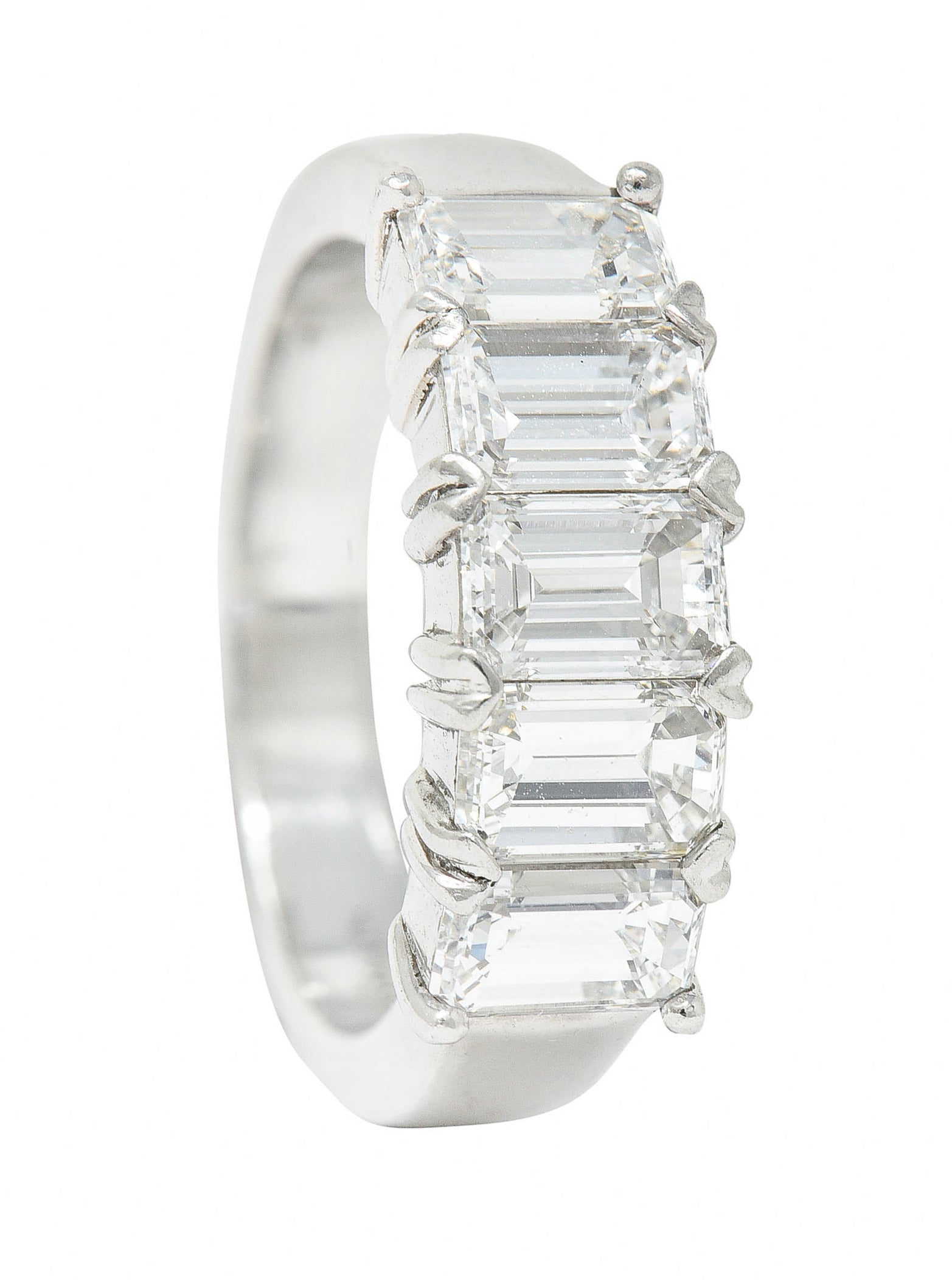 1990's Vintage 2.25 CTW Emerald Cut Diamond Platinum Band RingRing - Wilson's Estate Jewelry