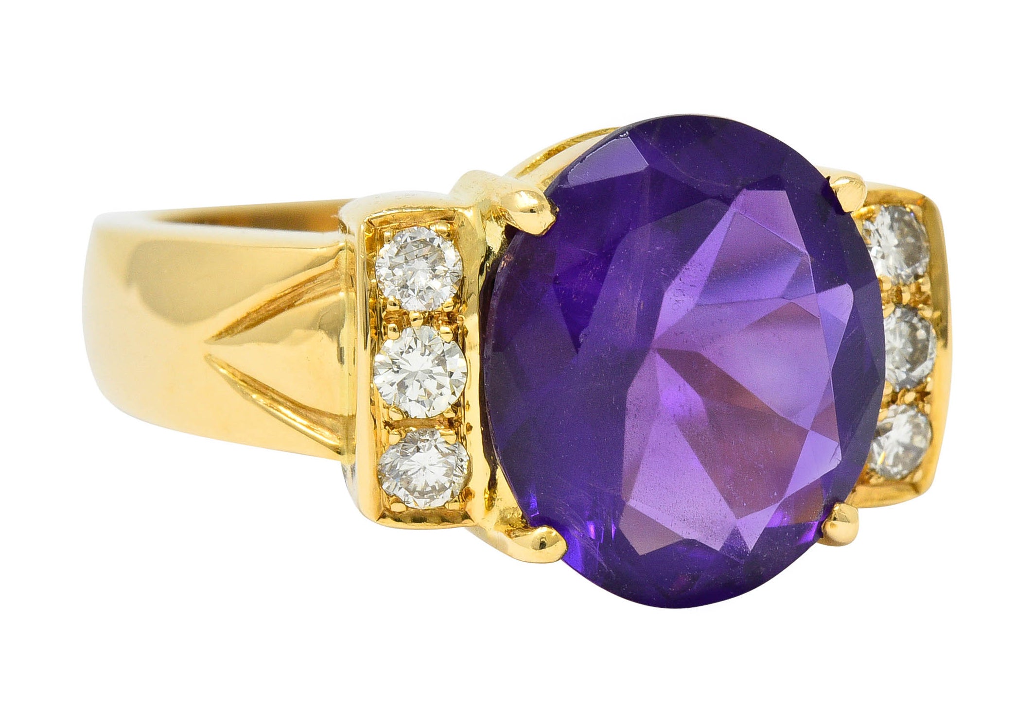 Amethyst Diamond 18 Karat Gold Gemstone Statement RingRing - Wilson's Estate Jewelry