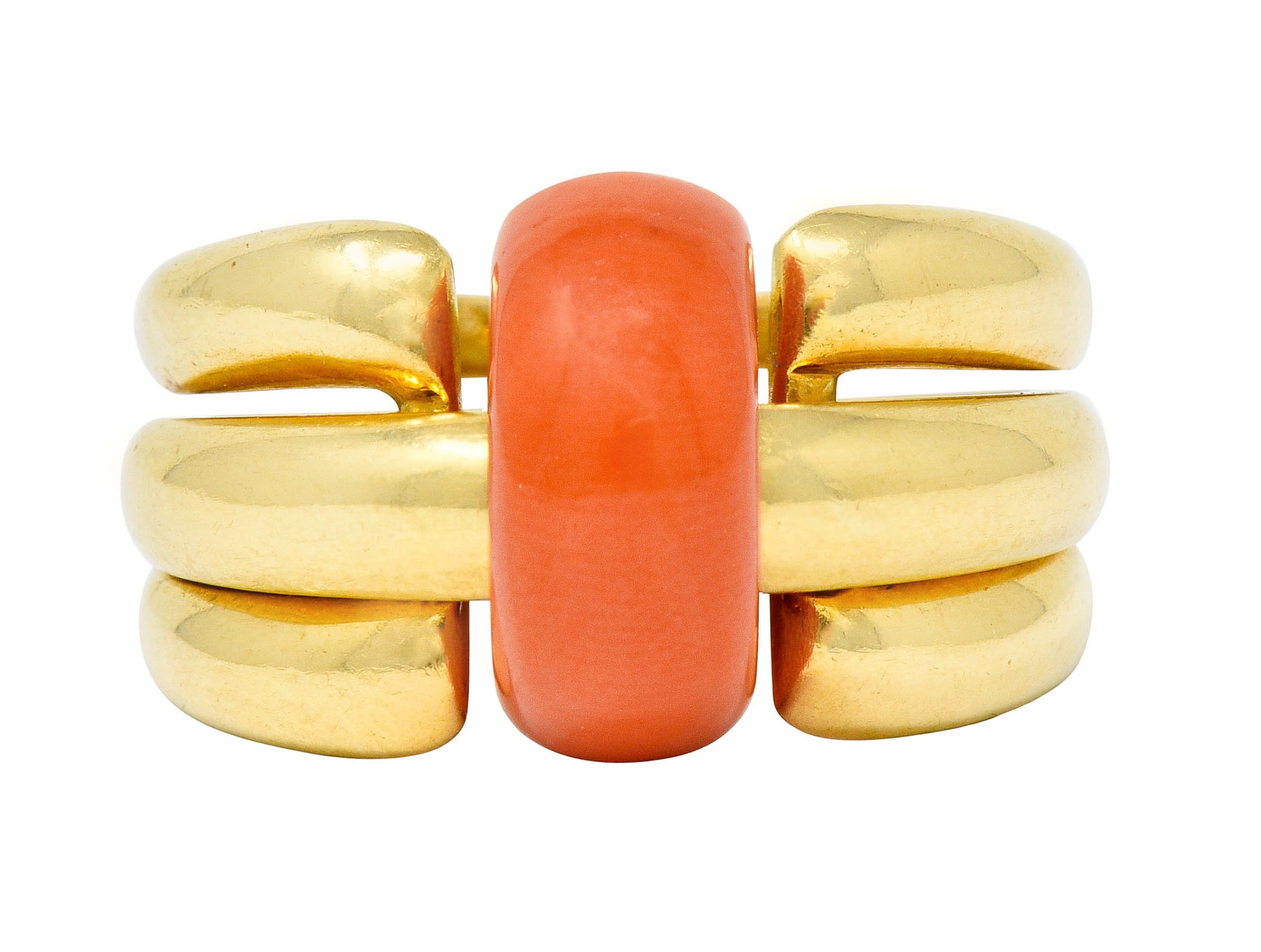 Van Cleef & Arpels Coral Diamond 18 Karat Gold French Convertible Stacking Ring - Wilson's Estate Jewelry