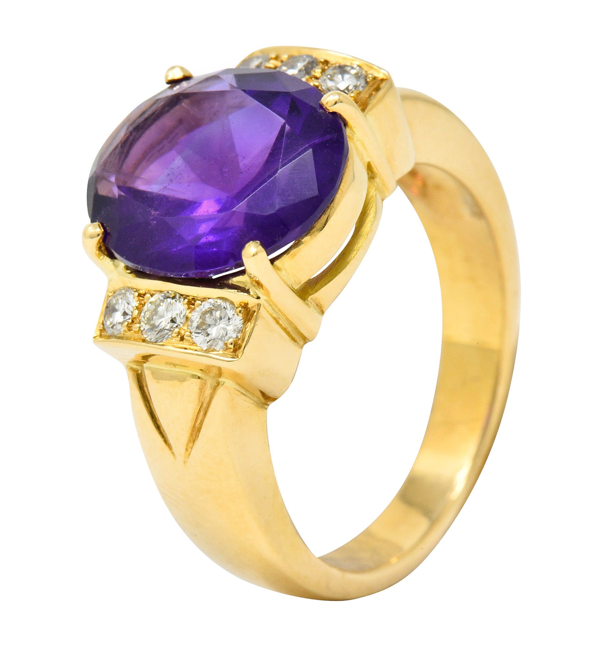 Amethyst Diamond 18 Karat Gold Gemstone Statement RingRing - Wilson's Estate Jewelry