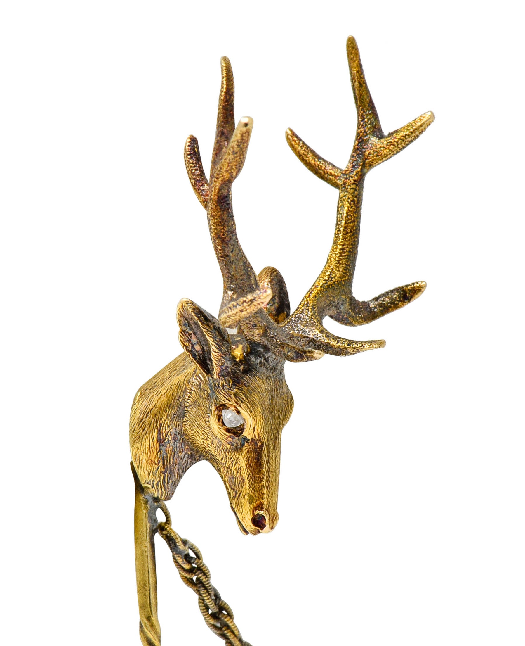 Victorian Diamond 14 Karat Gold Elk Stickpin Circa 1900 - Wilson's Estate Jewelry