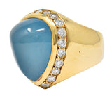 Vintage 18.75 CTW Aquamarine Diamond 14 Karat Gold Unisex Statement RingRing - Wilson's Estate Jewelry