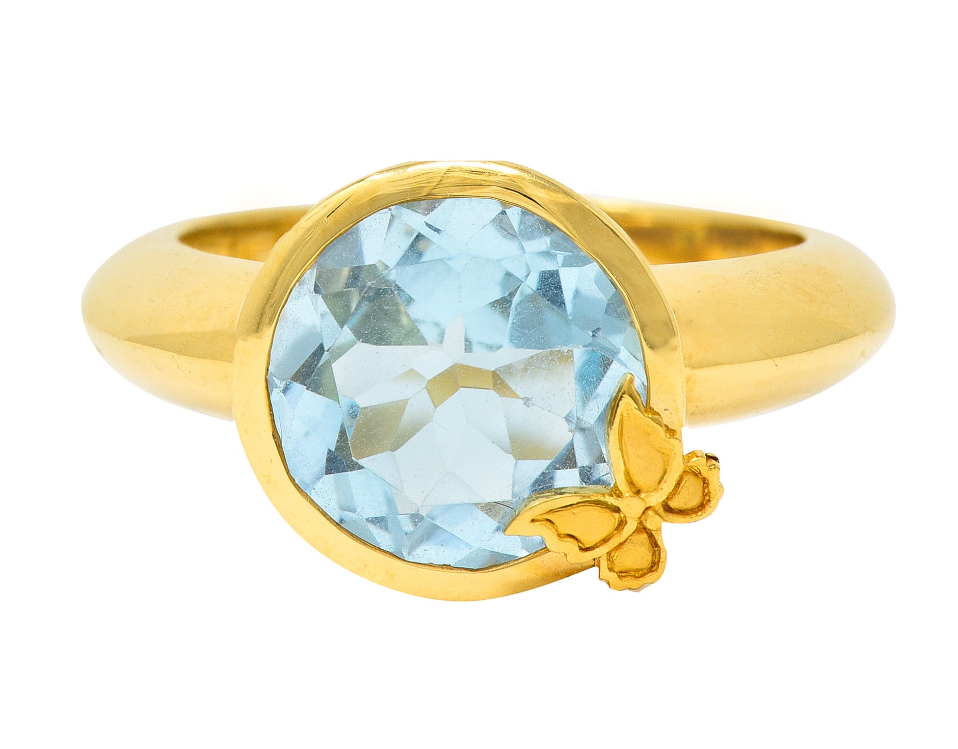 Carrera Y Carrera Blue Topaz 18 Karat Yellow Gold Baile De Mariposas Butterfly Ring Wilson's Estate Jewelry