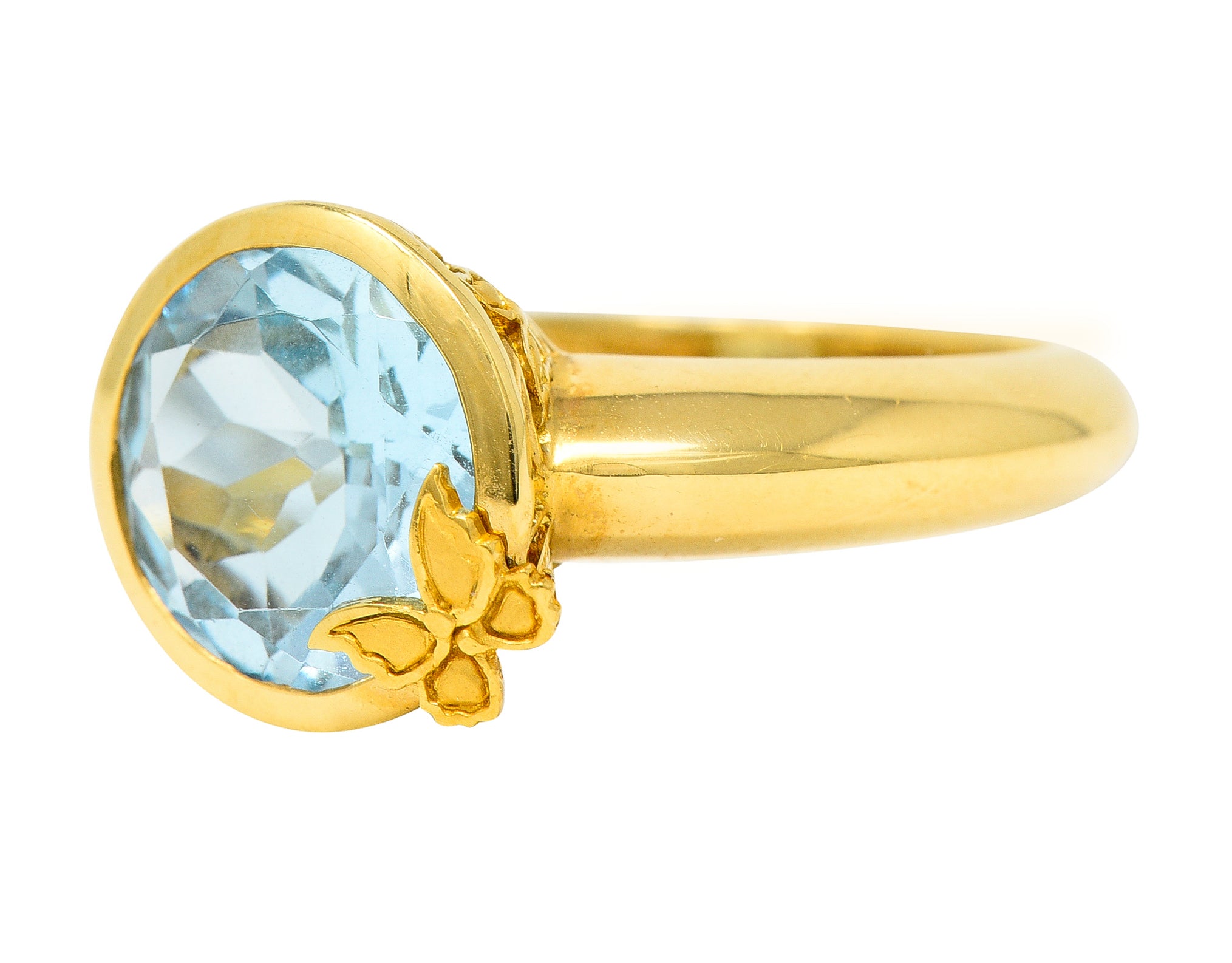 Carrera Y Carrera Blue Topaz 18 Karat Yellow Gold Baile De Mariposas Butterfly Ring Wilson's Estate Jewelry