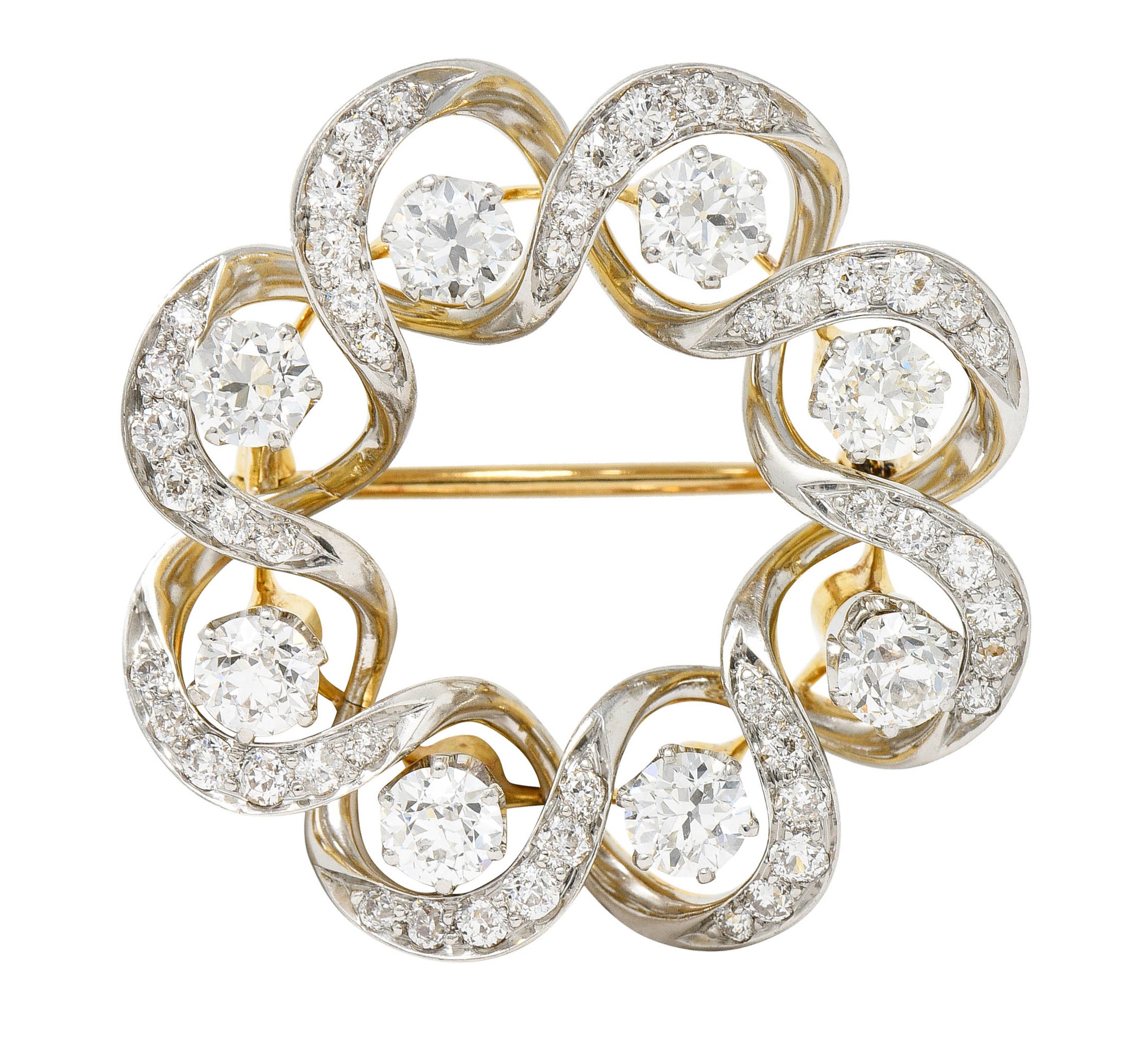 Edwardian 3.85 CTW Diamond Platinum-Topped Circle Wreath BroochBrooch - Wilson's Estate Jewelry