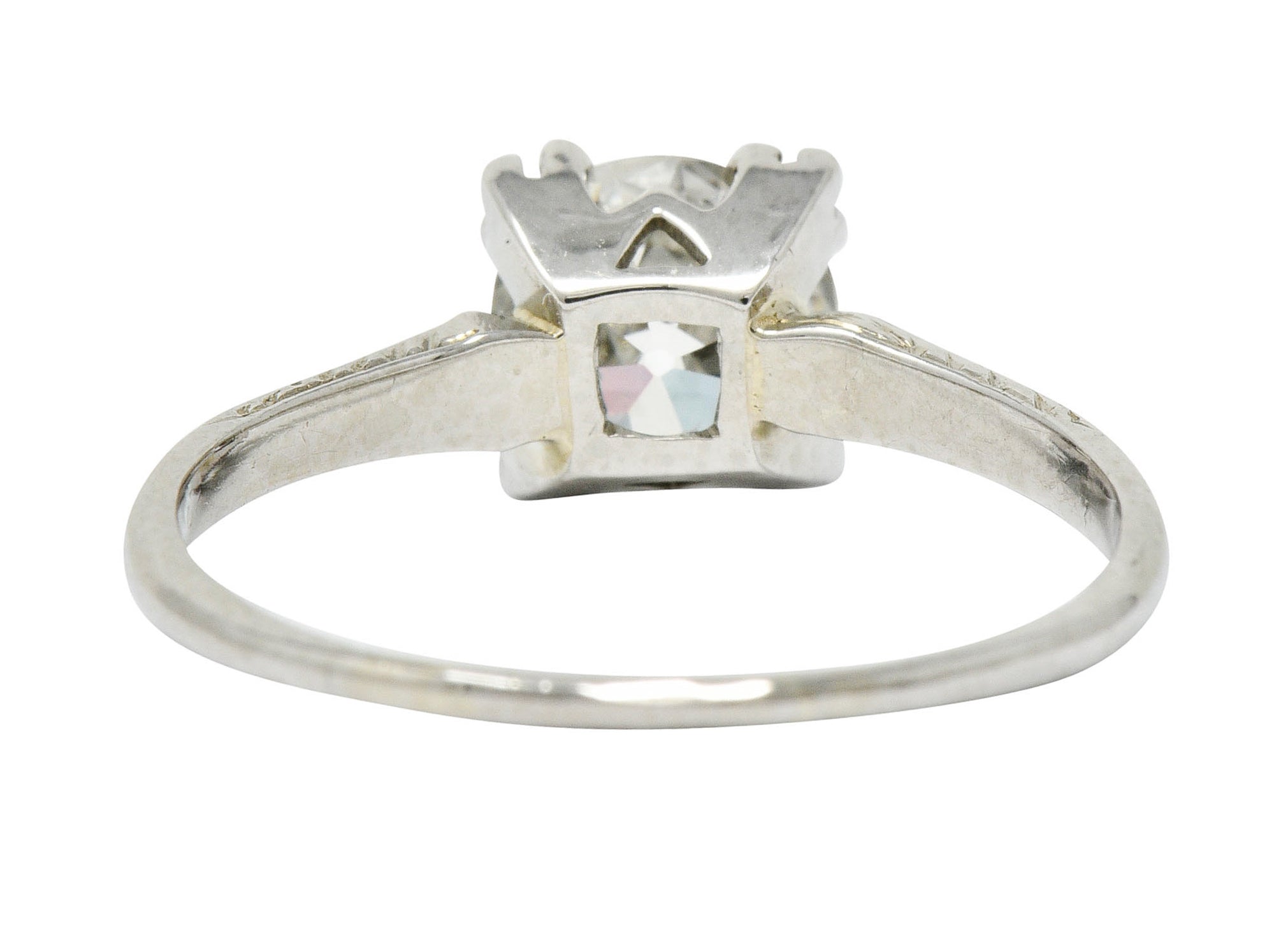 Art Deco 1.30 CTW Diamond 20 Karat White Gold Engagement Ring GIARing - Wilson's Estate Jewelry