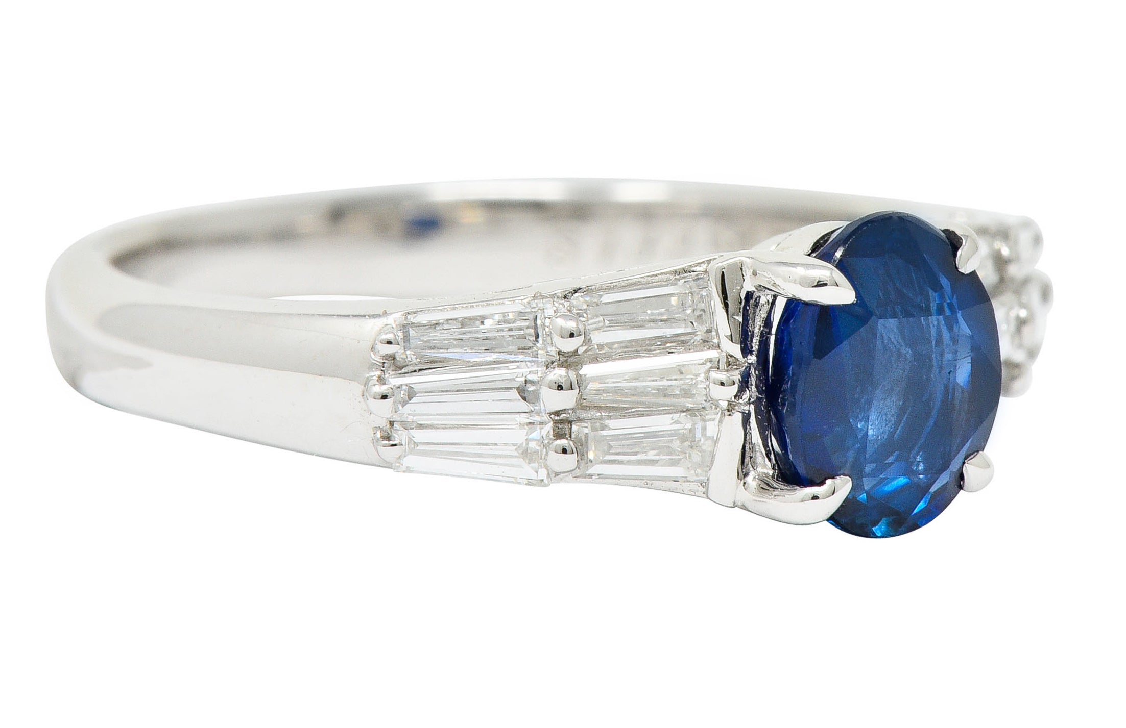 Contemporary 1.58 CTW No Heat Burma Sapphire Diamond Platinum Statement Ring GIARing - Wilson's Estate Jewelry