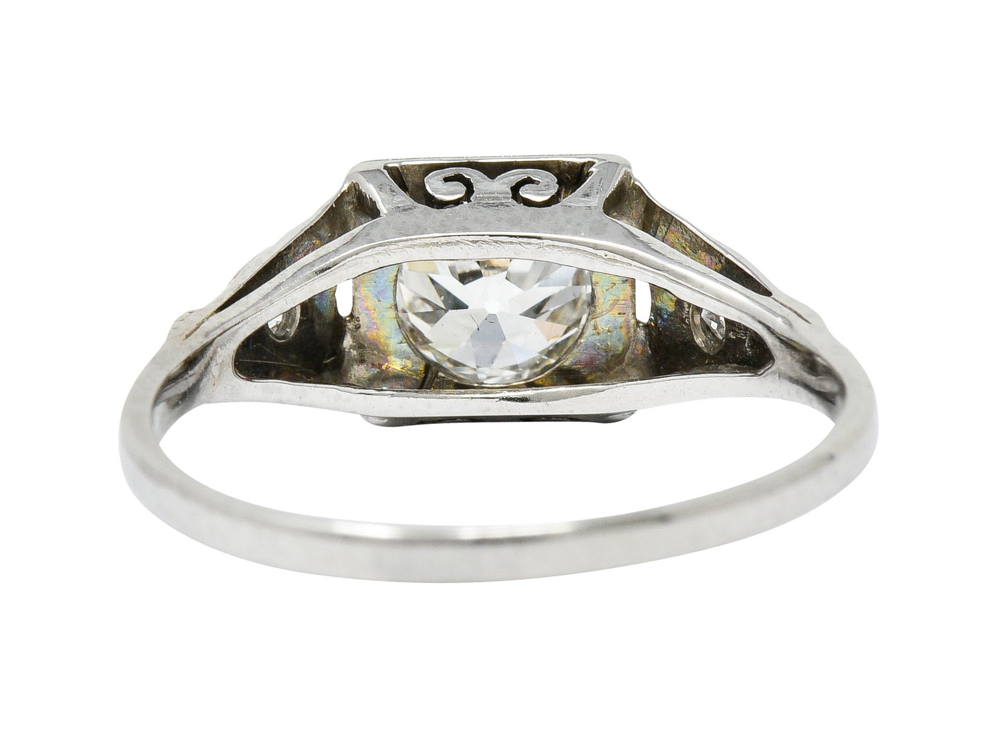 Wheeler & Co. Art Deco Diamond 18 Karat White Gold Engagement Ring GIARing - Wilson's Estate Jewelry