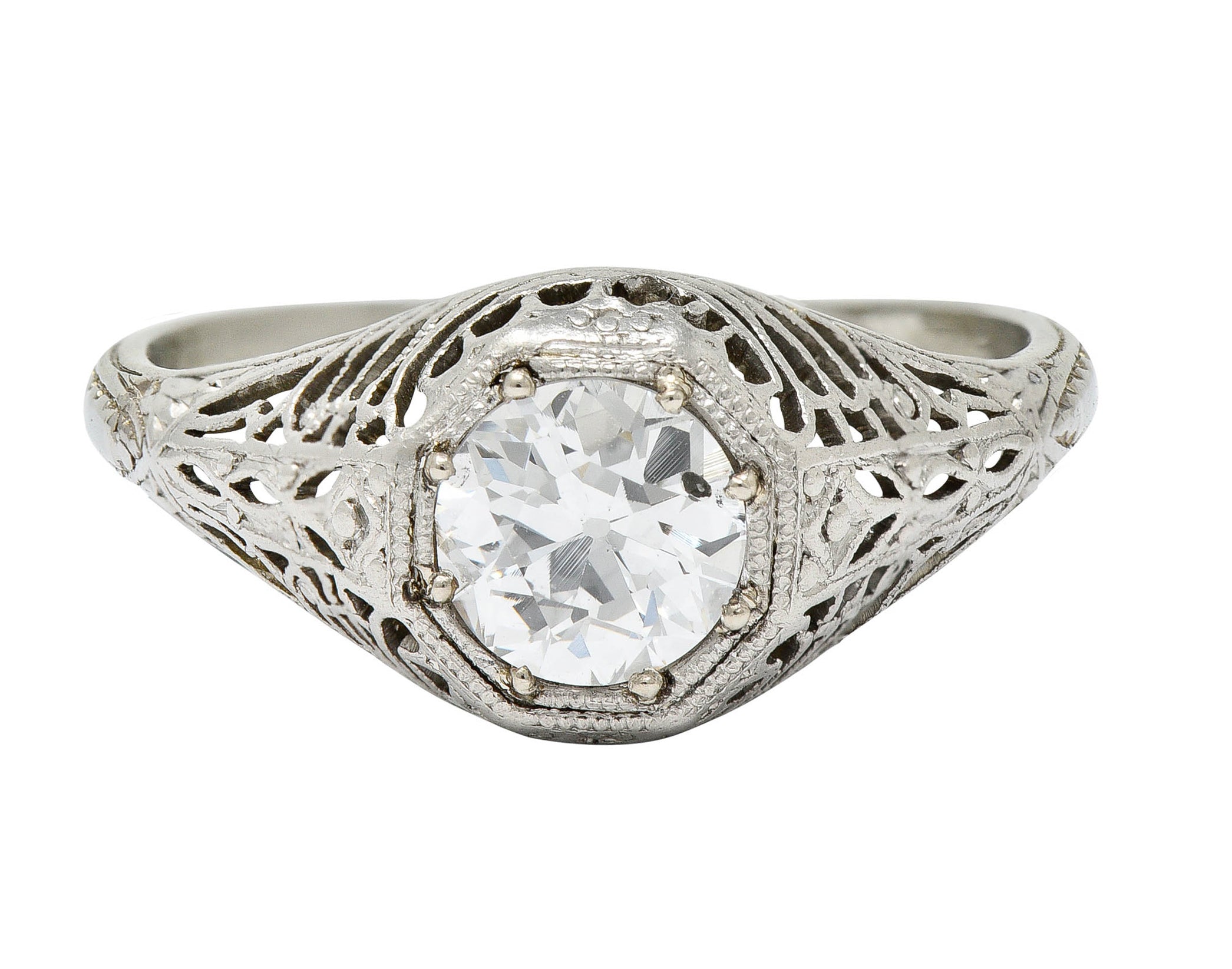 Fulmer & Co. 0.90 CTW Diamond 19 Karat White Gold Engagement Ring GIARing - Wilson's Estate Jewelry