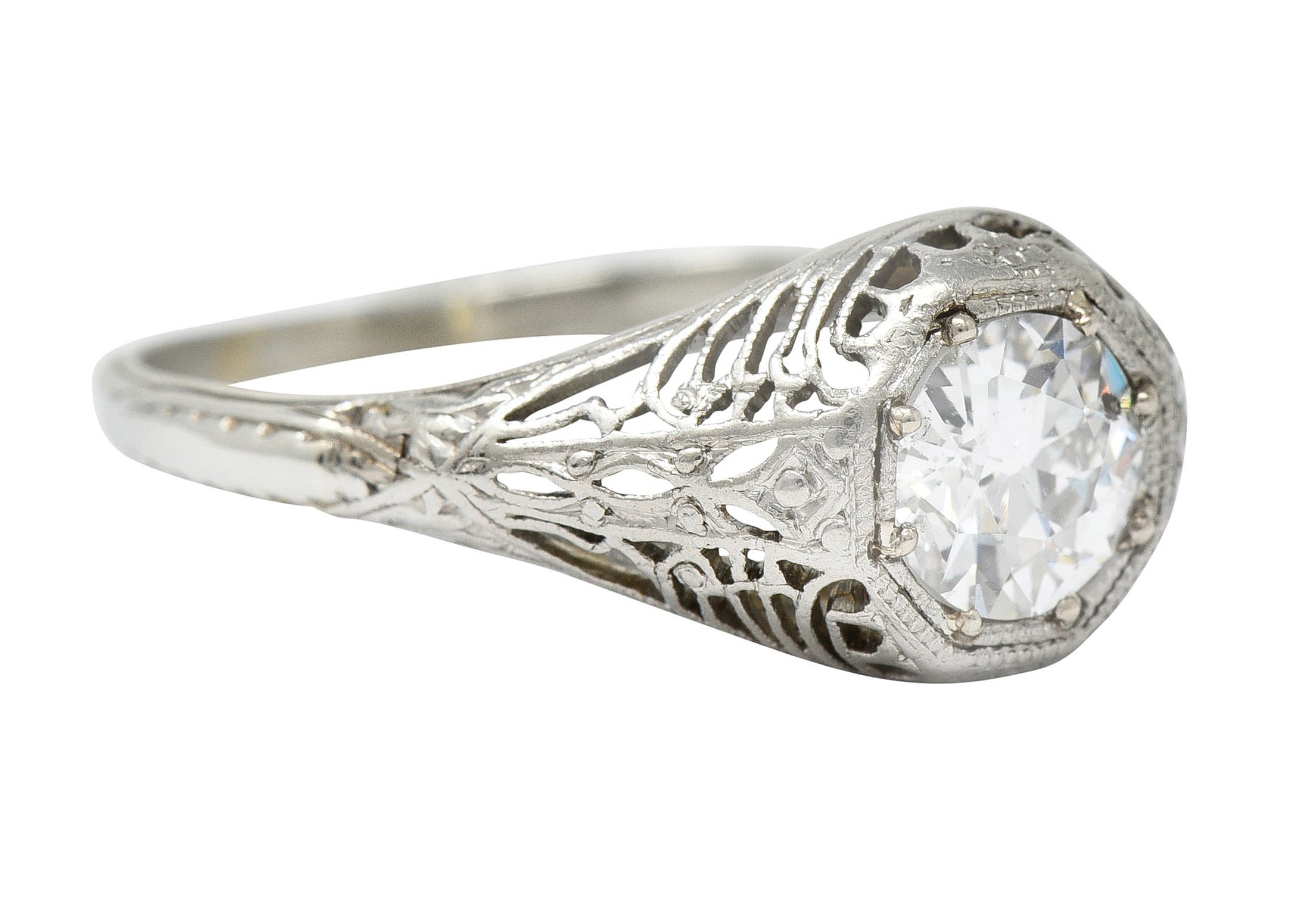 Fulmer & Co. 0.90 CTW Diamond 19 Karat White Gold Engagement Ring GIARing - Wilson's Estate Jewelry