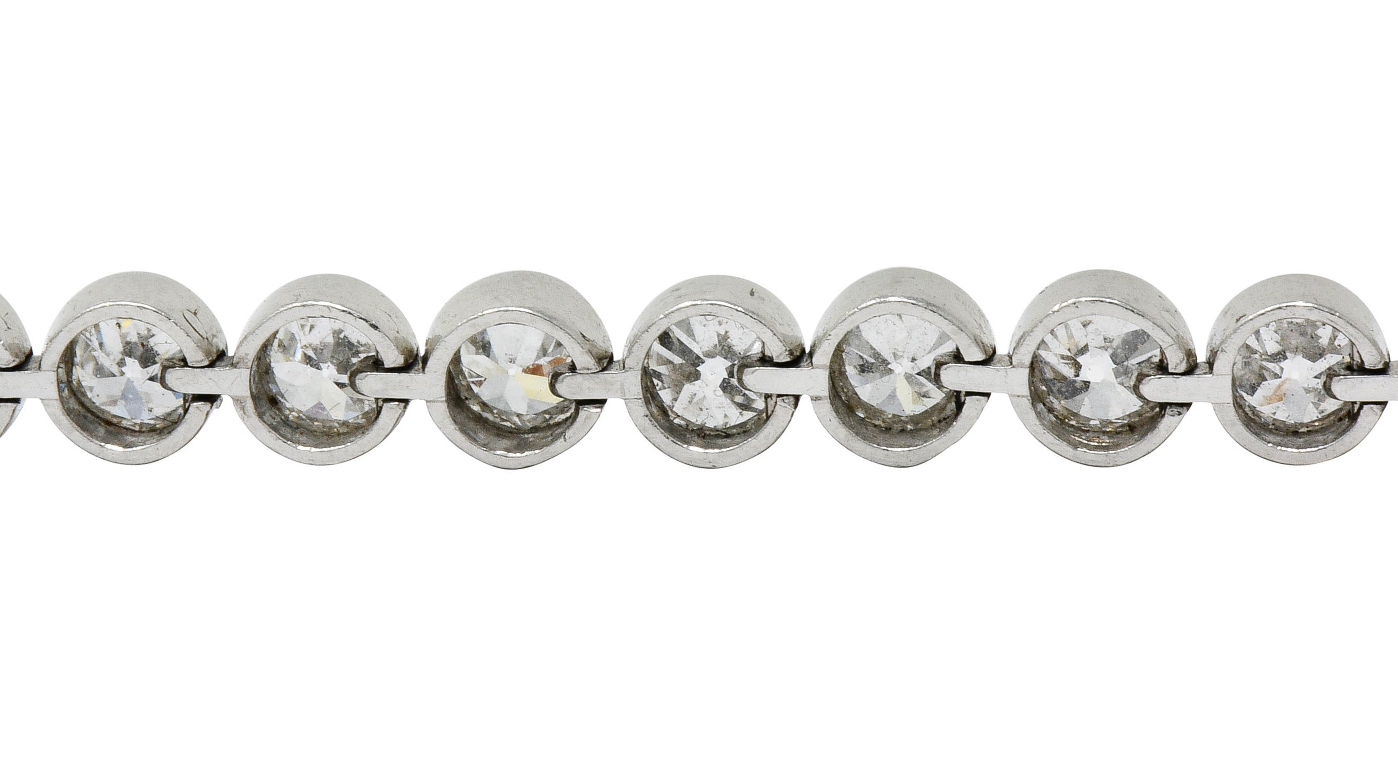 Early Art Deco 11.50 CTW Platinum Round Bezel Line Bracelet Circa 1920 - Wilson's Estate Jewelry