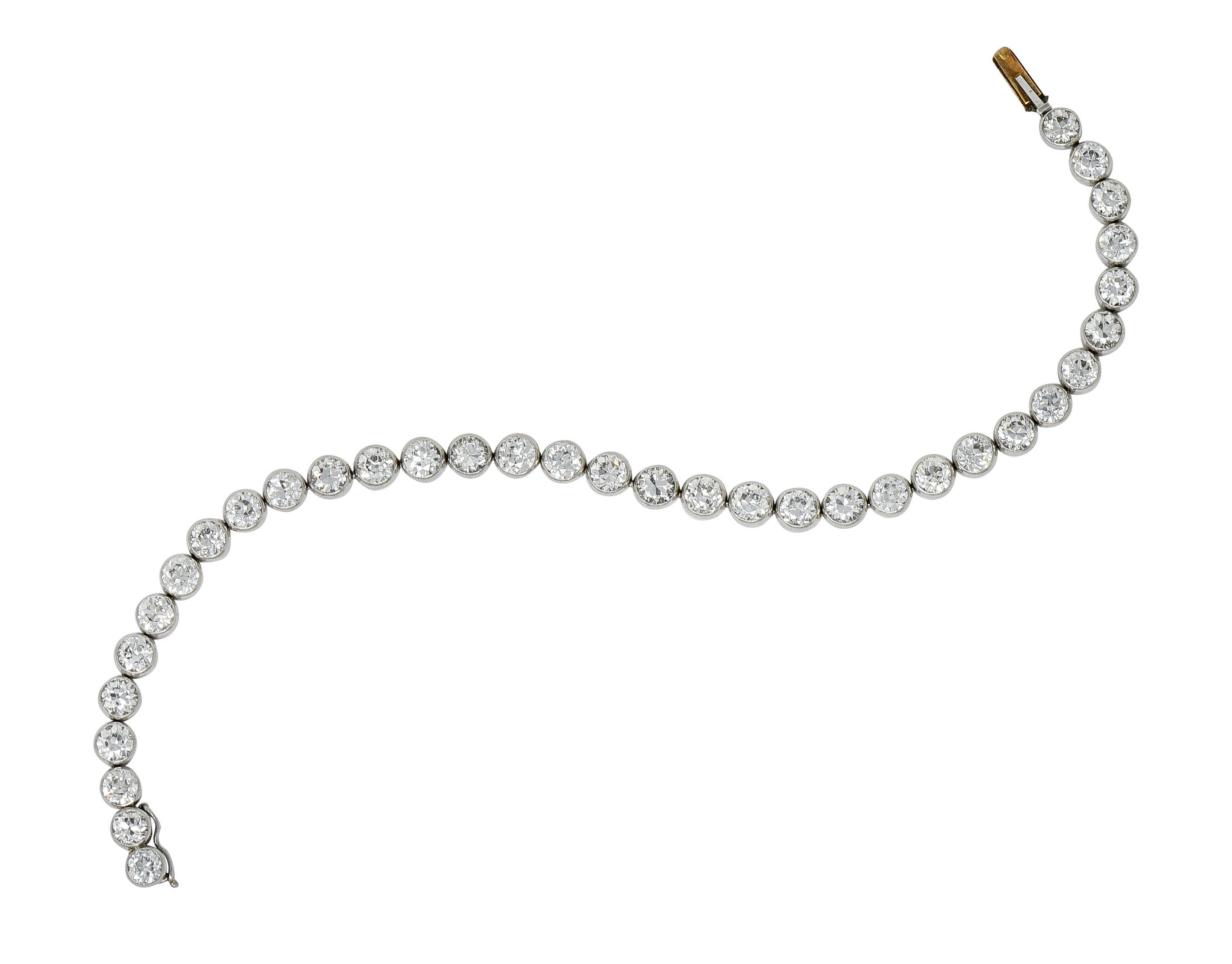 Early Art Deco 11.50 CTW Platinum Round Bezel Line Bracelet Circa 1920 - Wilson's Estate Jewelry