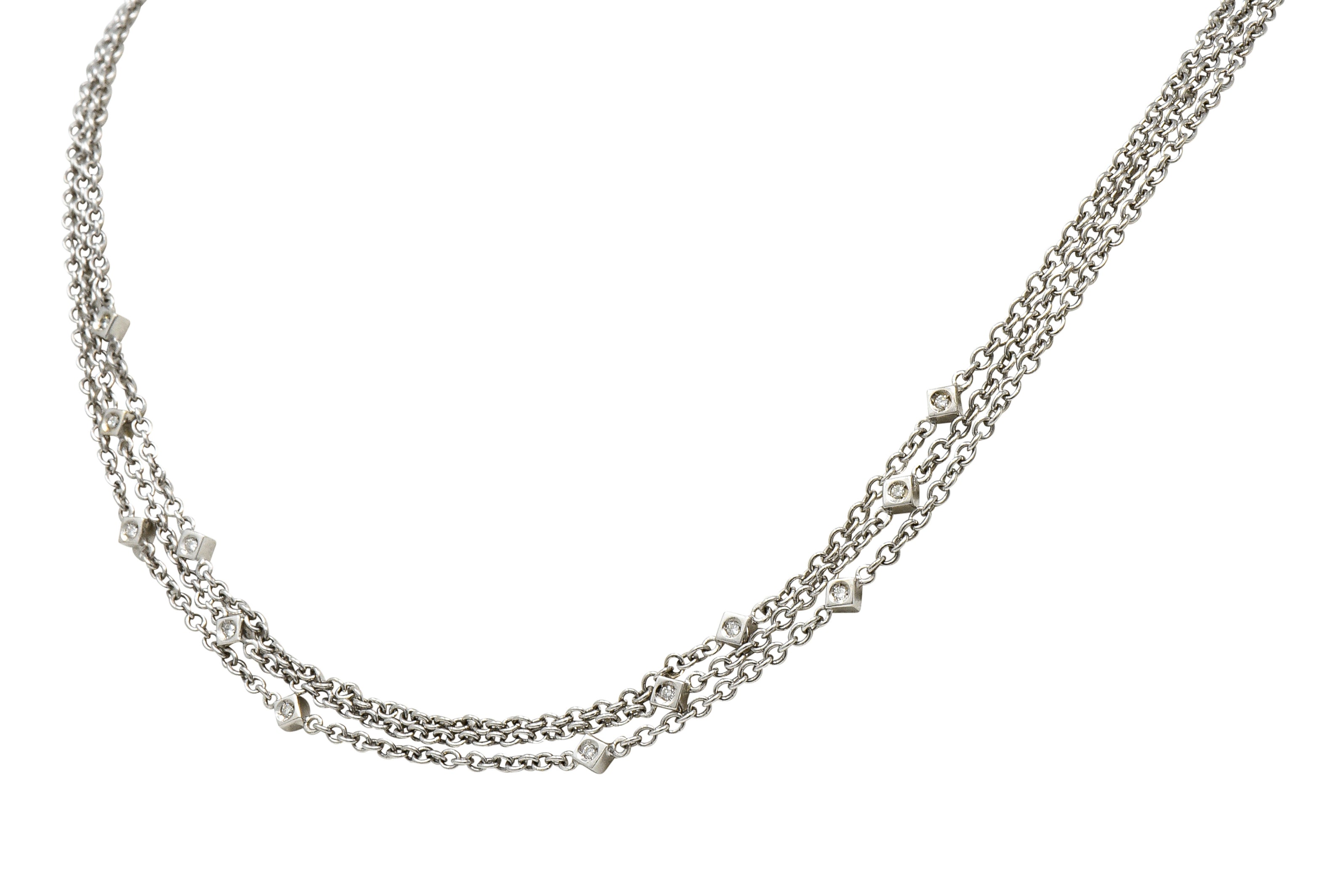 Contemporary 0.50 CTW Diamond 18 Karat White Gold Multi-Strand NecklaceNecklace - Wilson's Estate Jewelry