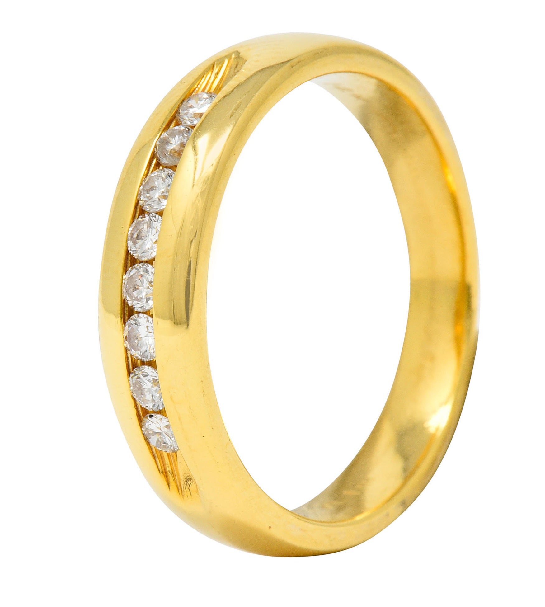 Modern 0.25 CTW Diamond 14 Karat Gold Men's Channel BandRing - Wilson's Estate Jewelry