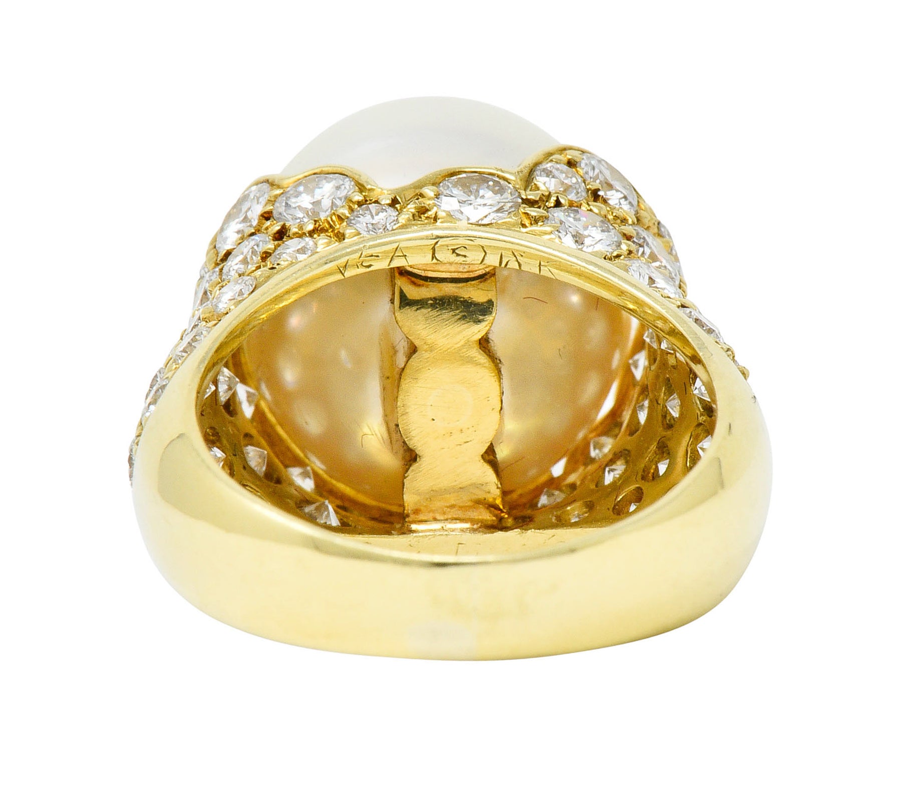 Van Cleef & Arpels South Sea Pearl 3.40 CTW Diamond 18 Karat Gold Statement RingRing - Wilson's Estate Jewelry