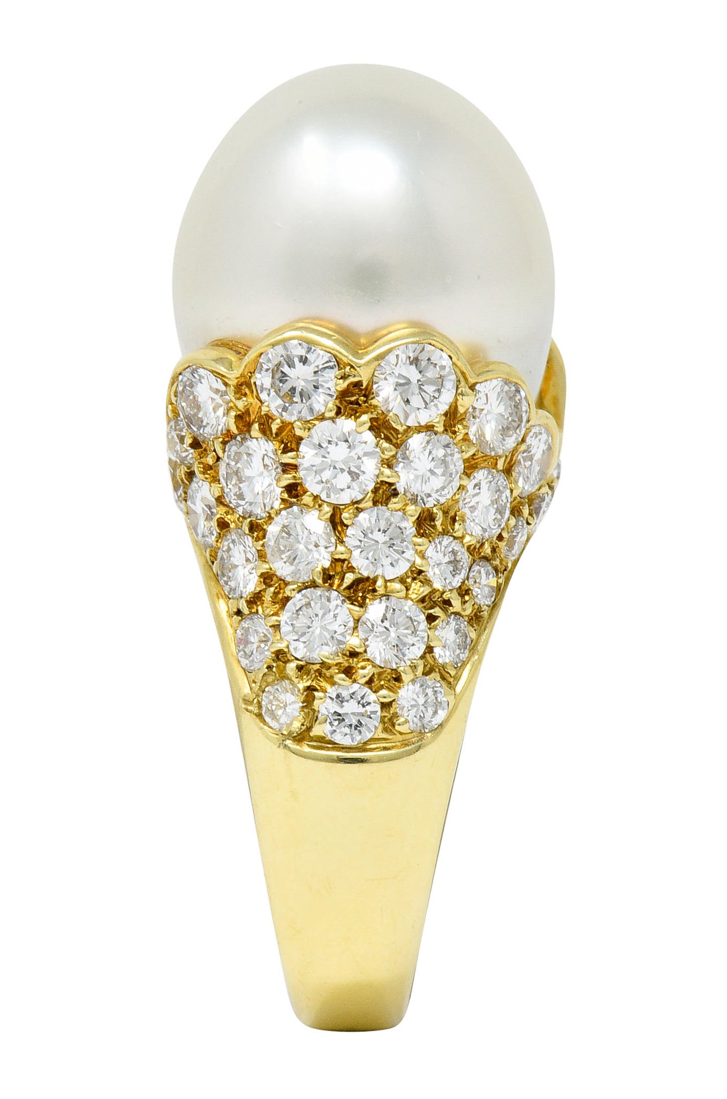 Van Cleef & Arpels South Sea Pearl 3.40 CTW Diamond 18 Karat Gold Statement RingRing - Wilson's Estate Jewelry