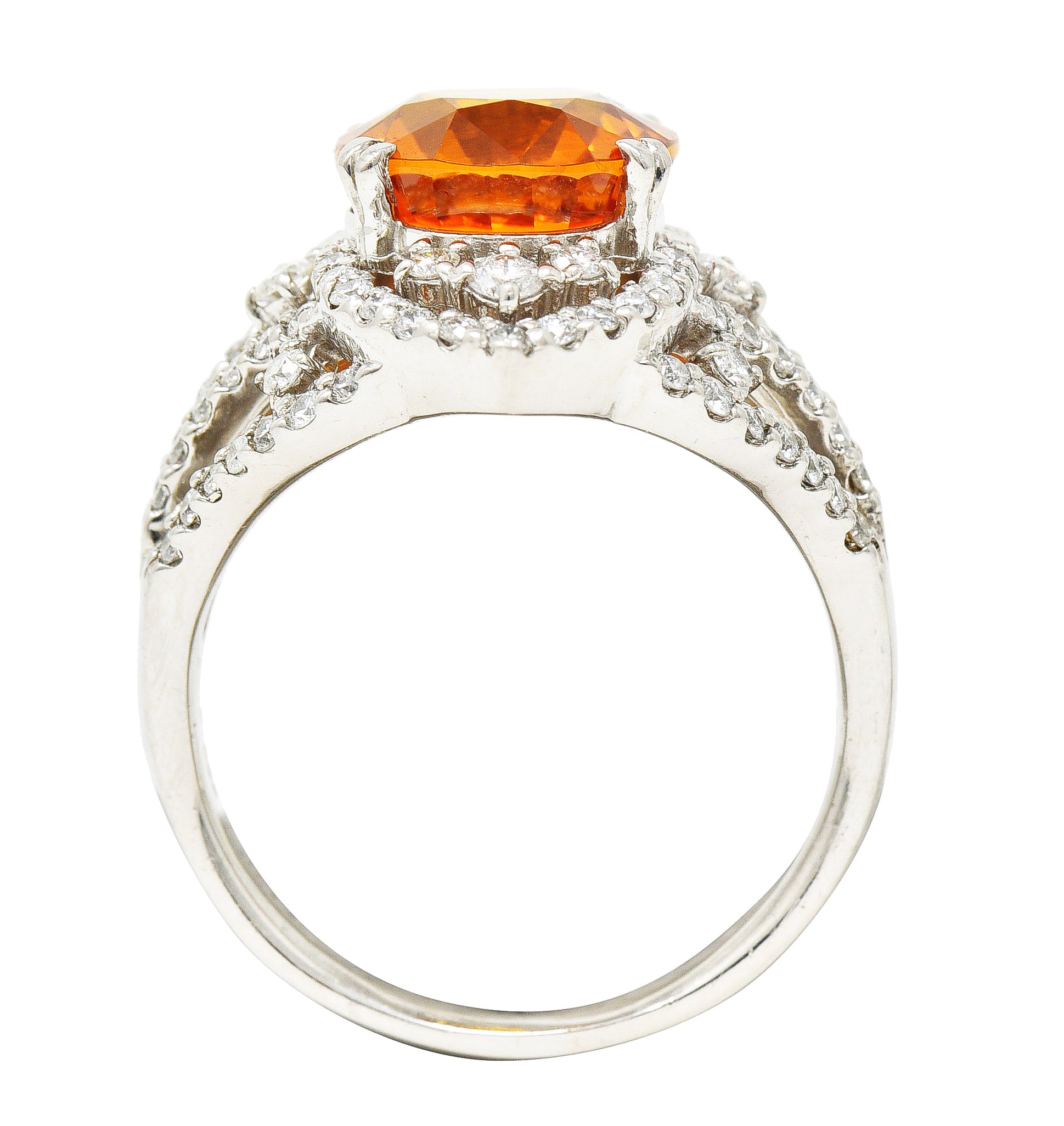 Contemporary 6.99 CTW Ceylon Orange Sapphire Diamond Platinum Cocktail Ring GIA Wilson's Estate Jewelry