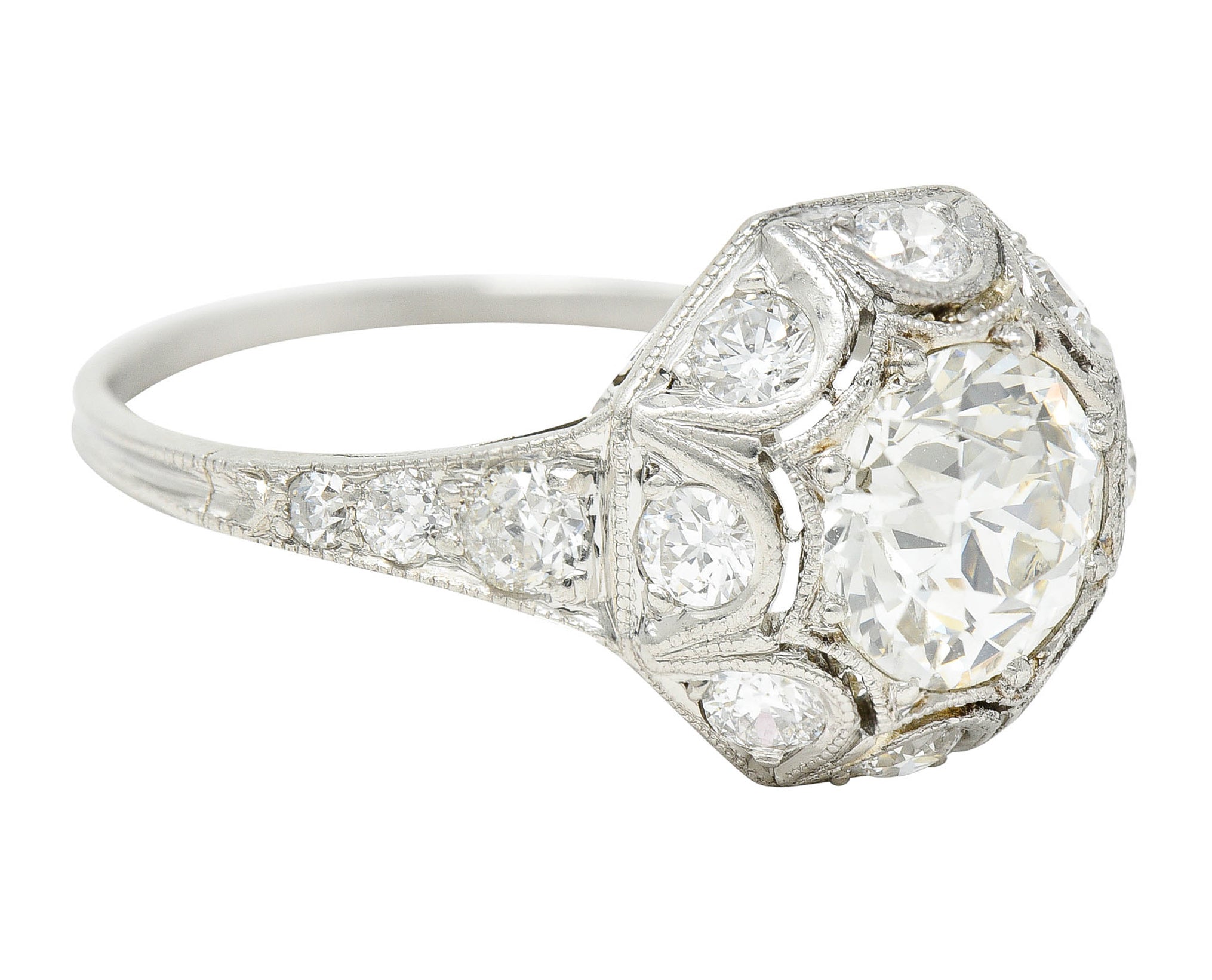 Art Deco 1.62 CTW Diamond Platinum Starburst Cluster RingRing - Wilson's Estate Jewelry