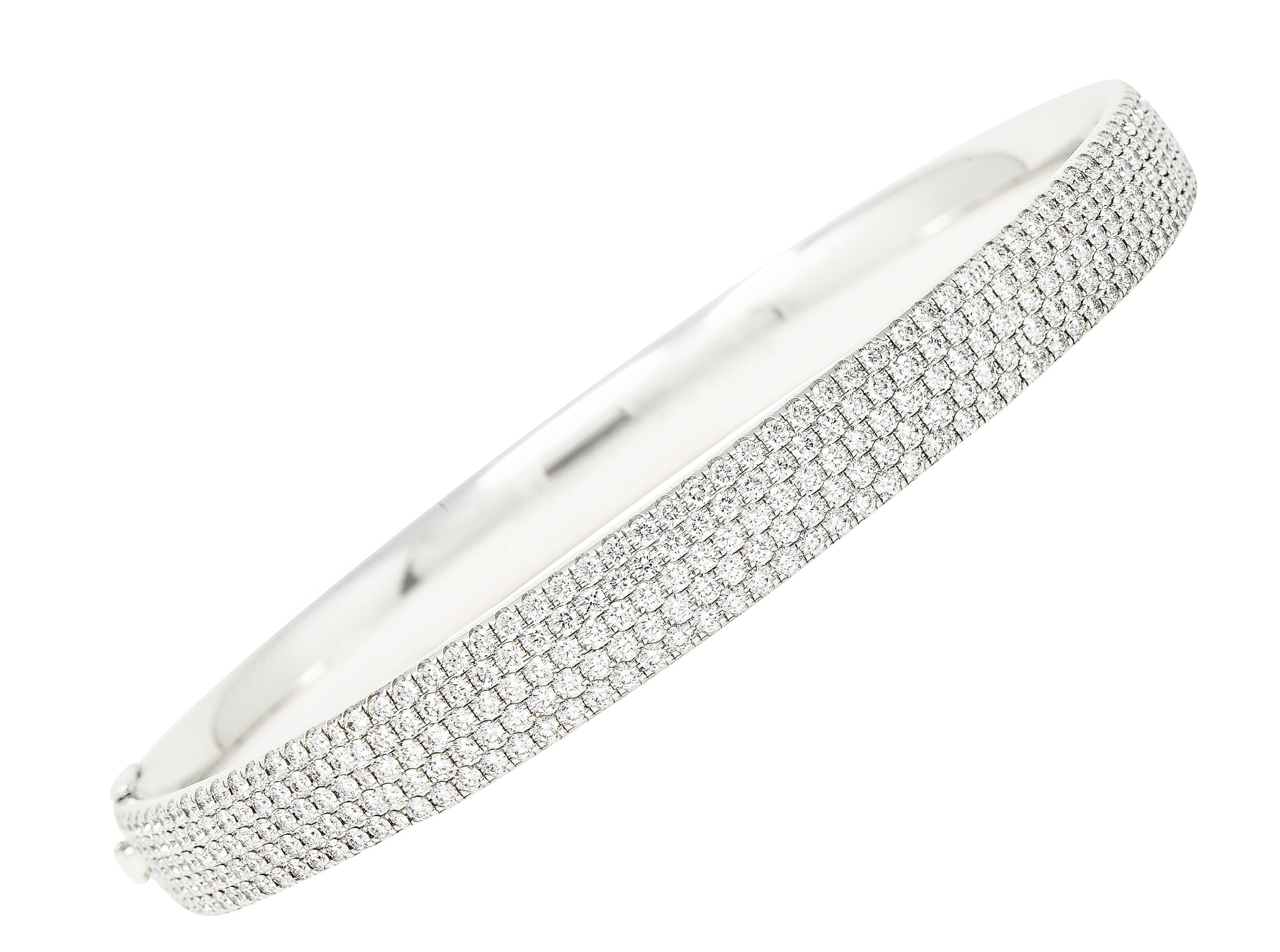 Tiffany & Co. 4.96 CTW Pavè Diamond 18 Karat White Gold Metro Bangle Bracelet Wilson's Estate Jewelry