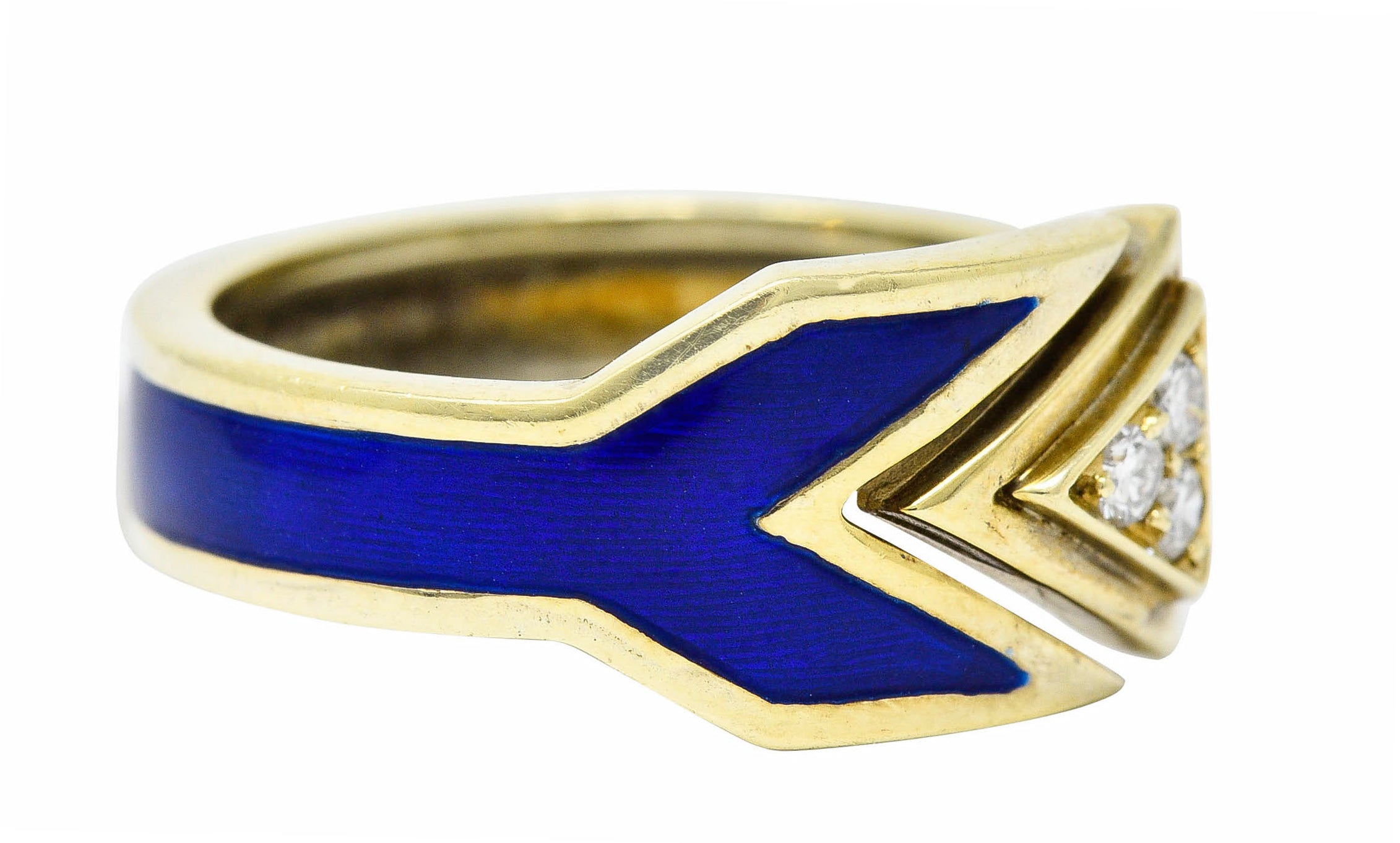 Retro Diamond Enamel 14 Karat Gold Arrow Band RingRing - Wilson's Estate Jewelry