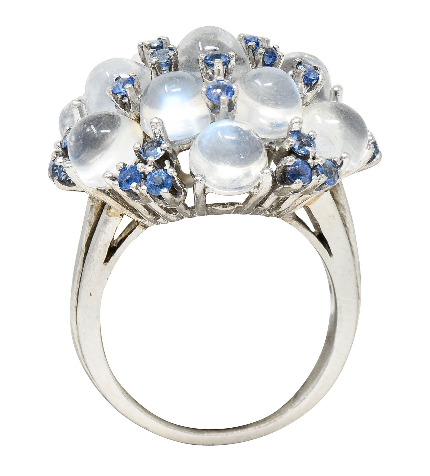 1950's Moonstone Sapphire Platinum Cluster Cocktail RingRing - Wilson's Estate Jewelry