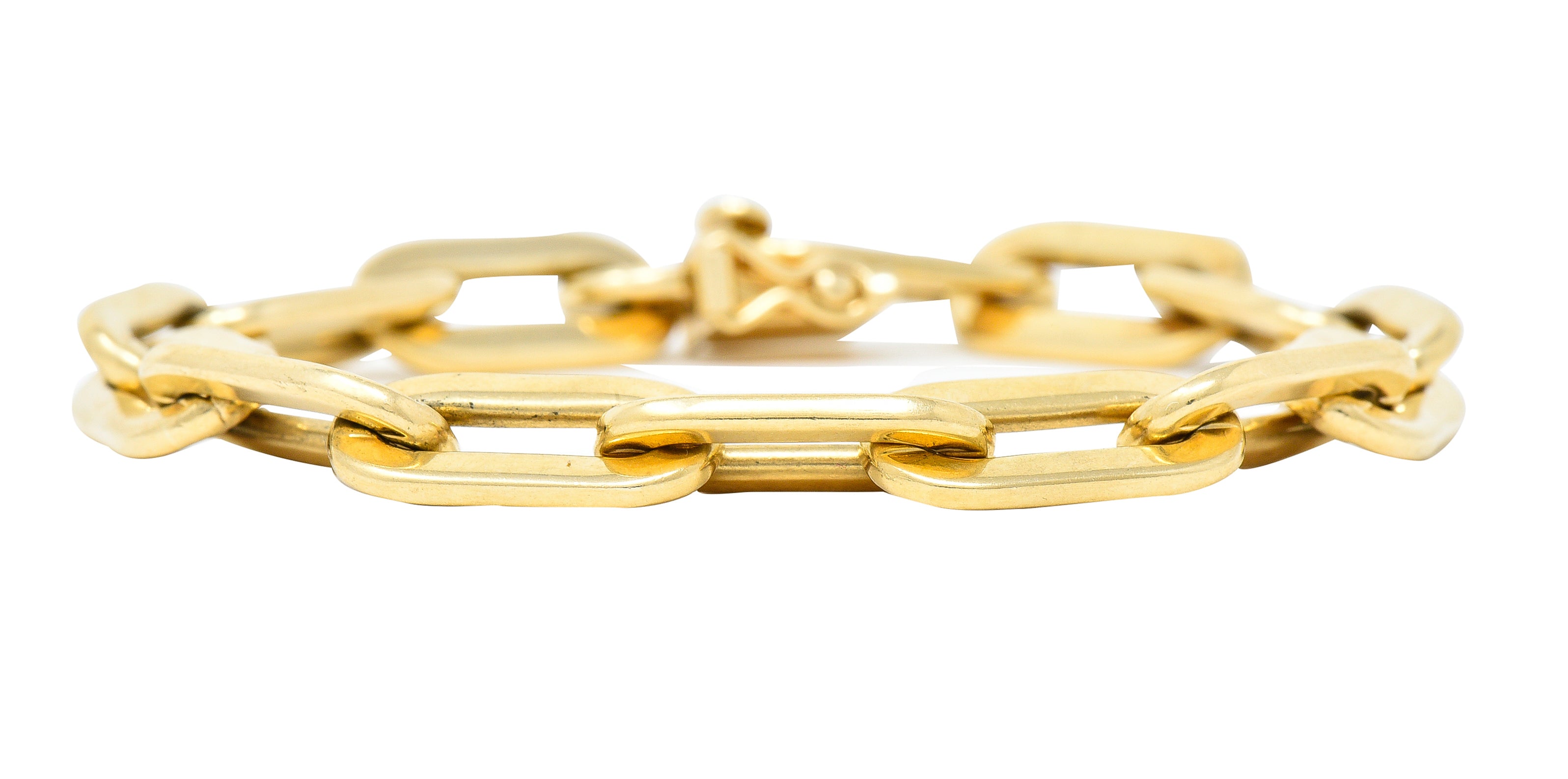 Tiffany & Co. 1960's 14 Karat Yellow Gold Paperclip Chain Vintage Link Bracelet Wilson's Estate Jewelry