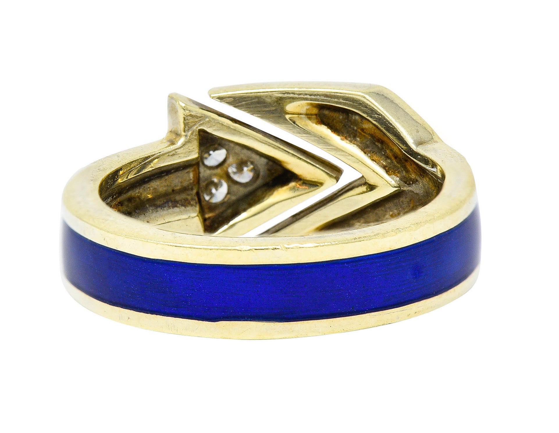 Retro Diamond Enamel 14 Karat Gold Arrow Band RingRing - Wilson's Estate Jewelry