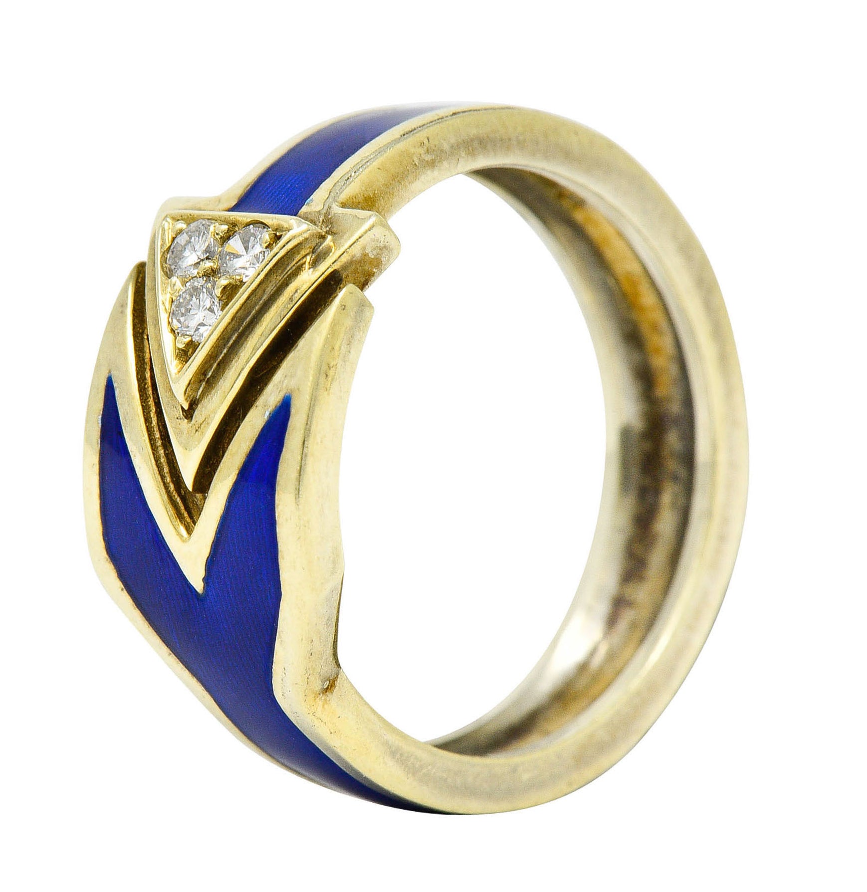 Retro Diamond Enamel 14 Karat Gold Arrow Band RingRing - Wilson's Estate Jewelry