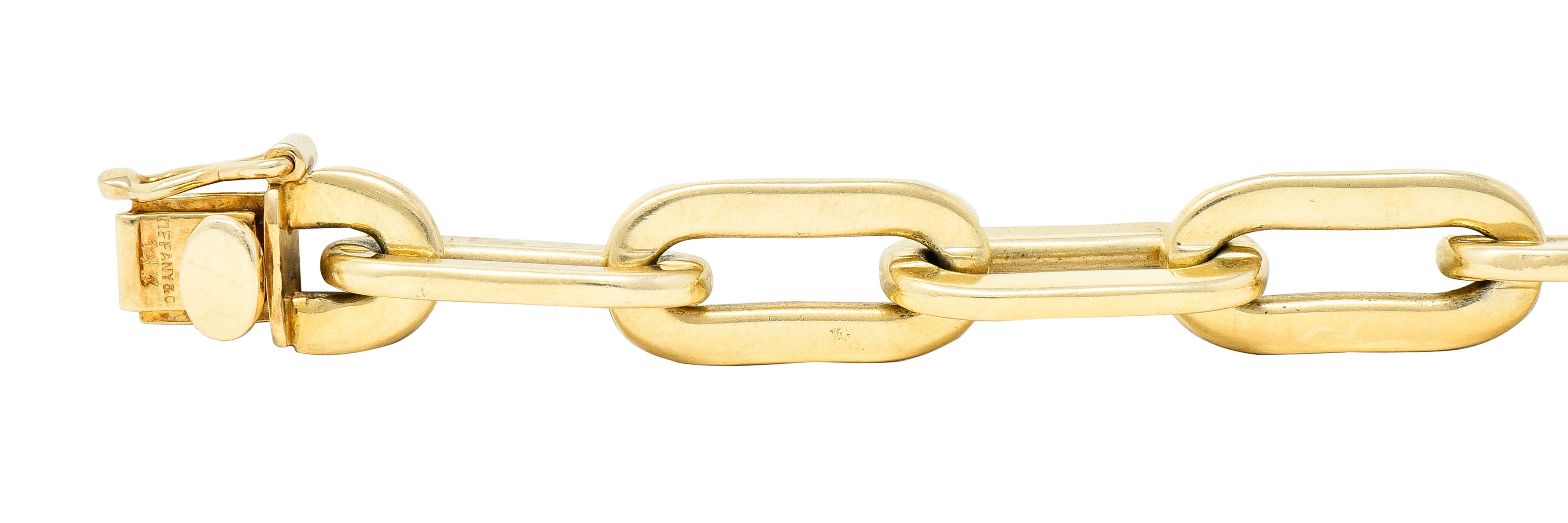 Tiffany & Co. 1960's 14 Karat Yellow Gold Paperclip Chain Vintage Link Bracelet Wilson's Estate Jewelry