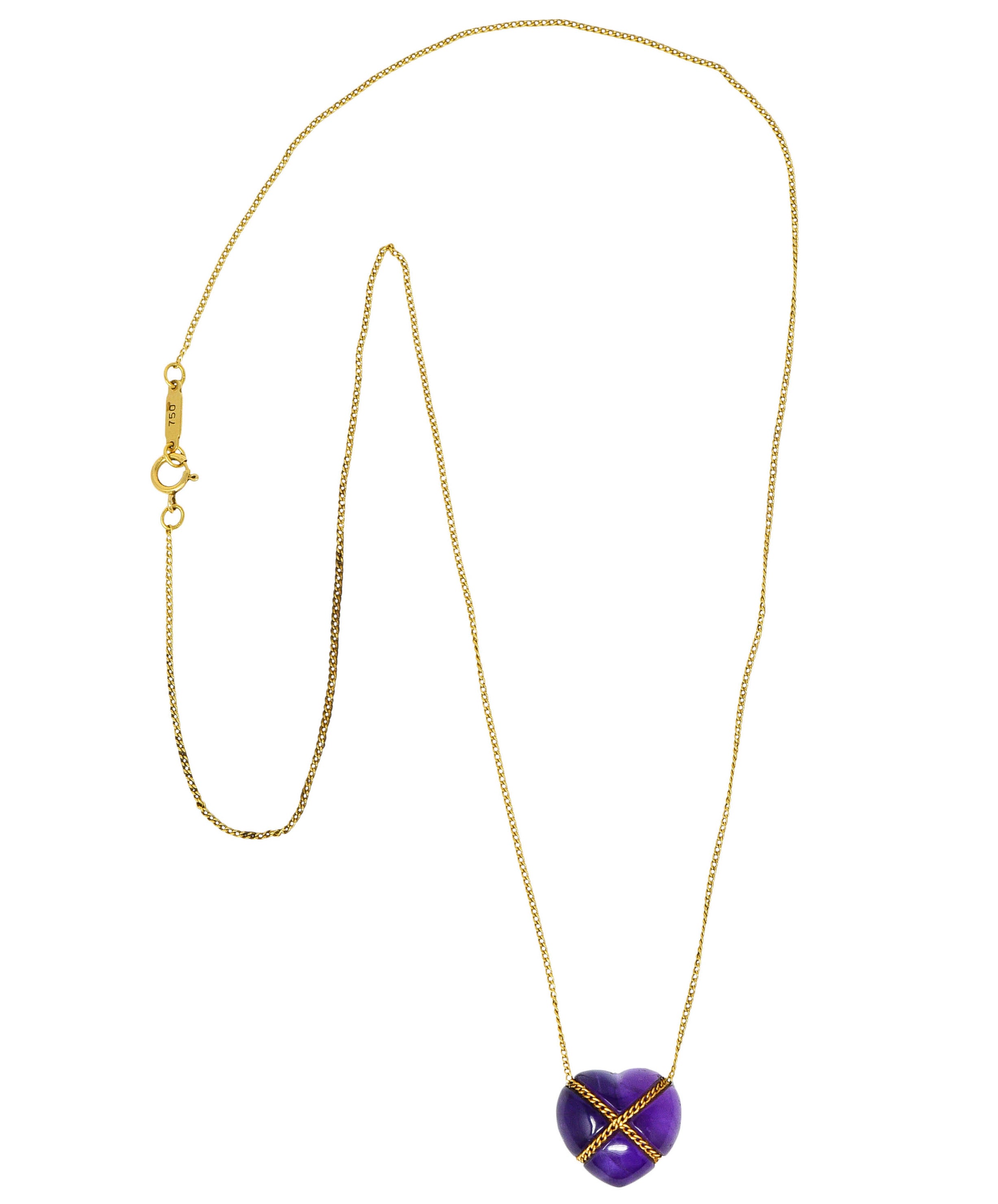 Tiffany & Co. Amethyst 18 Karat Gold Cross My Heart NecklaceNecklace - Wilson's Estate Jewelry