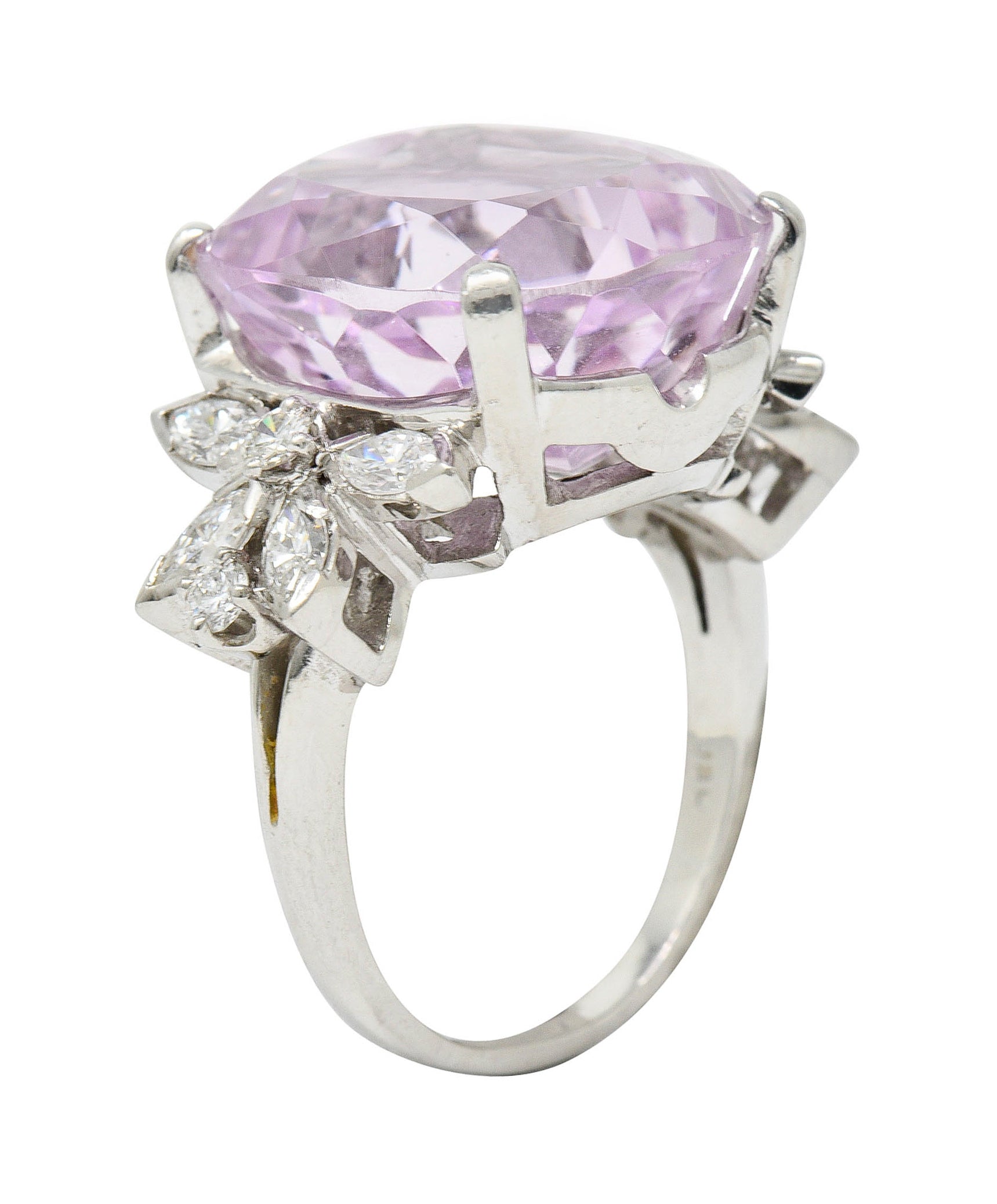 1960's Vintage Mixed Cushion Kunzite Diamond Platinum Cocktail RingRing - Wilson's Estate Jewelry