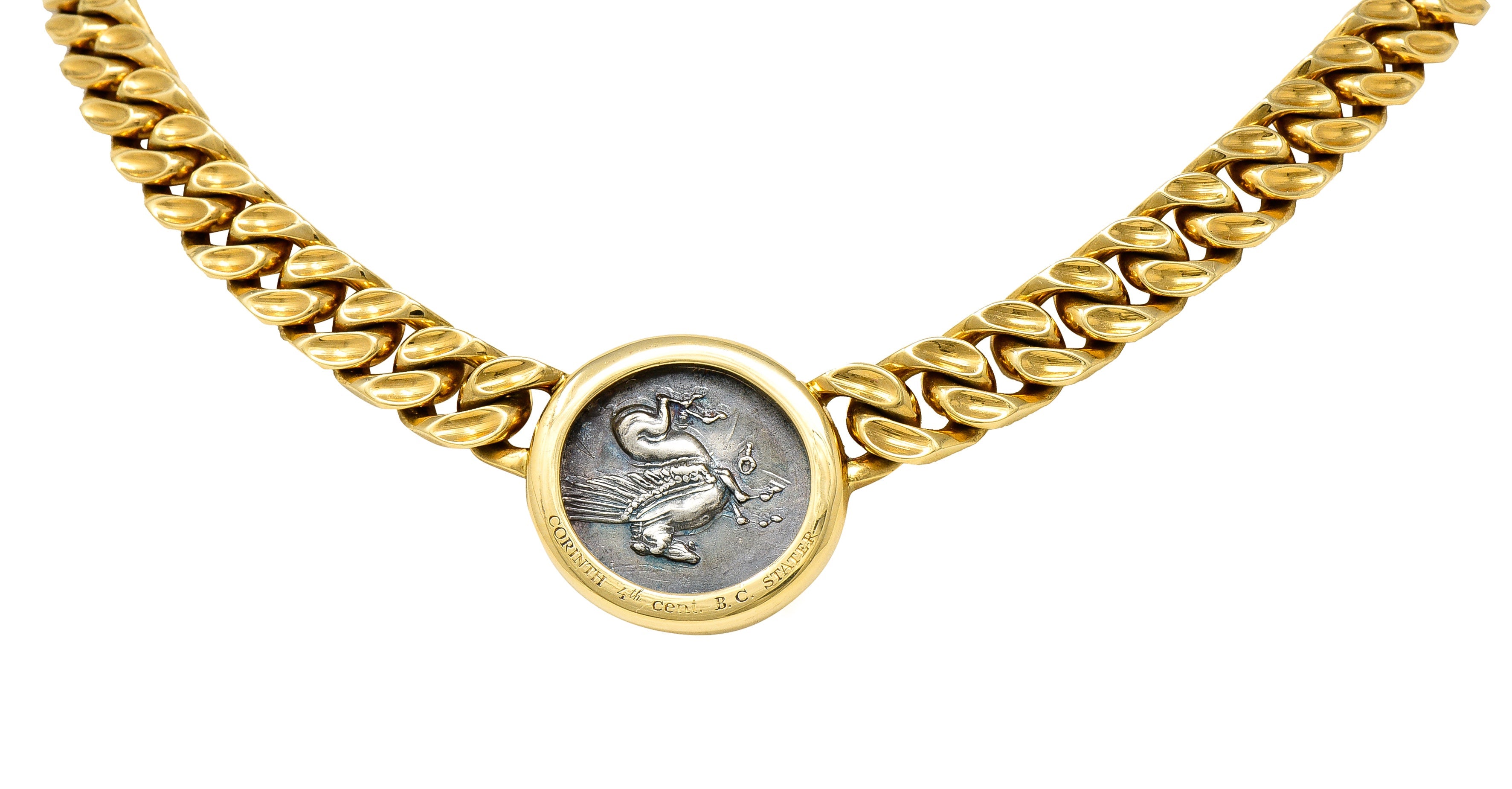 .11111 *Bulgari Ancient Coin 18 Karat Yellow Gold Athena Pegasus Monete Station NecklaceNecklace - Wilson's Estate Jewelry