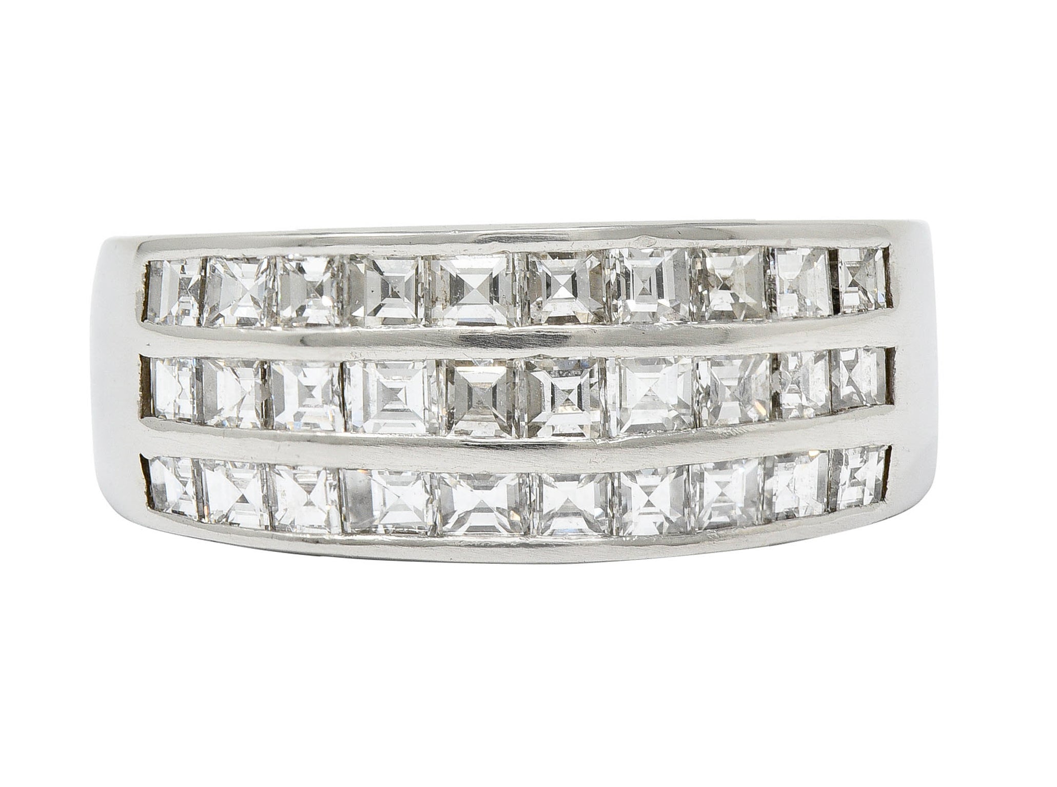 Modern 1.46 CTW Square Step Cut Diamond Platinum Channel Band RingRing - Wilson's Estate Jewelry