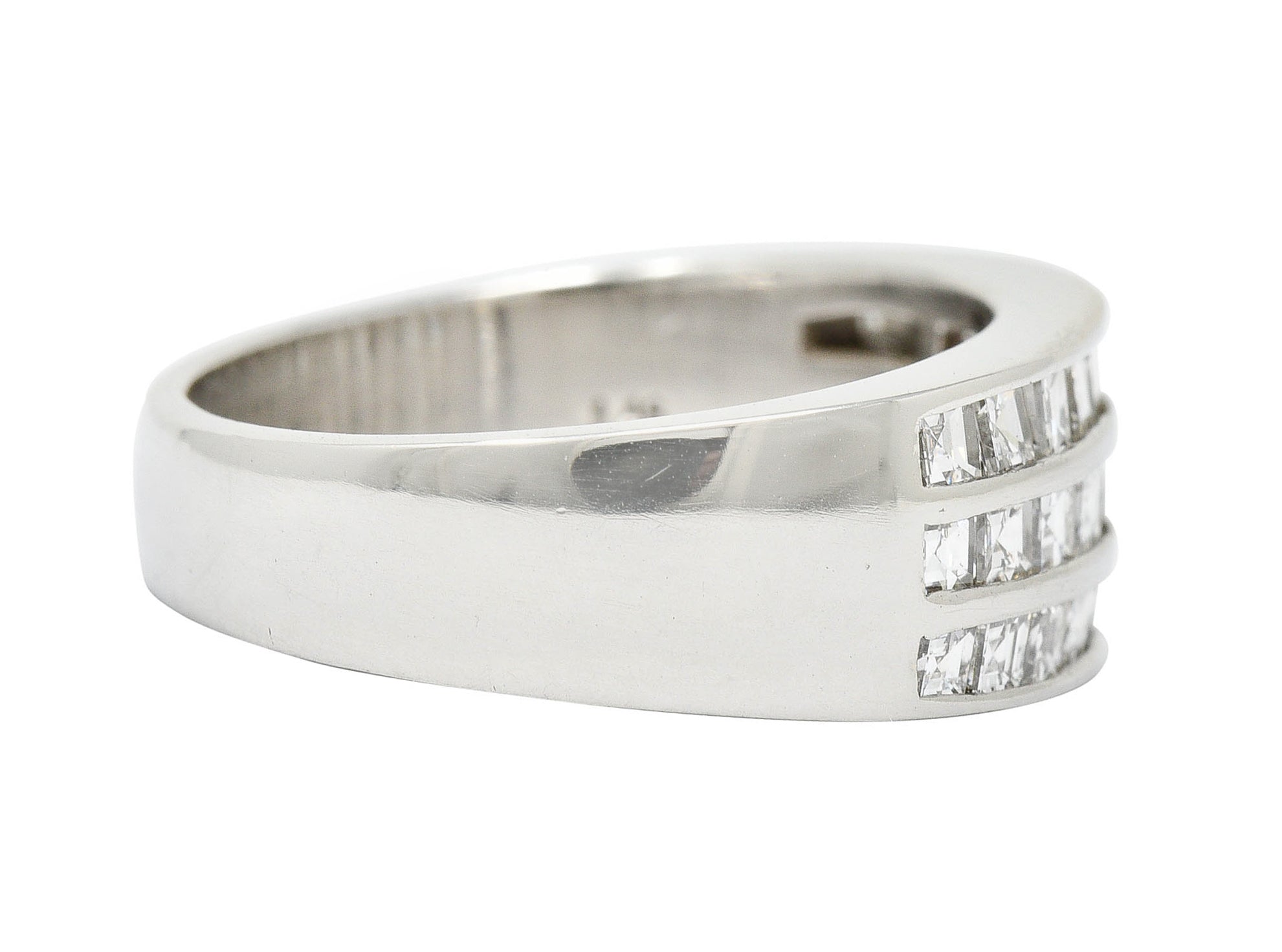 Modern 1.46 CTW Square Step Cut Diamond Platinum Channel Band RingRing - Wilson's Estate Jewelry