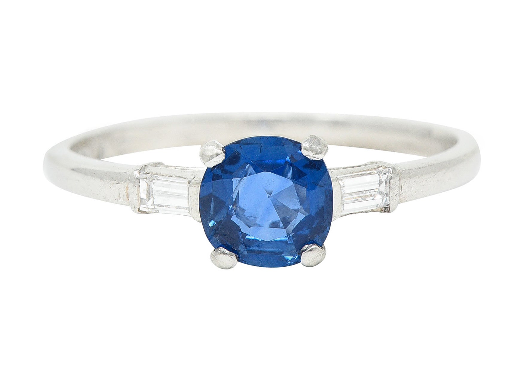 1950's Mid-Century No Heat Sapphire Platinum Ring GIARing - Wilson's Estate Jewelry