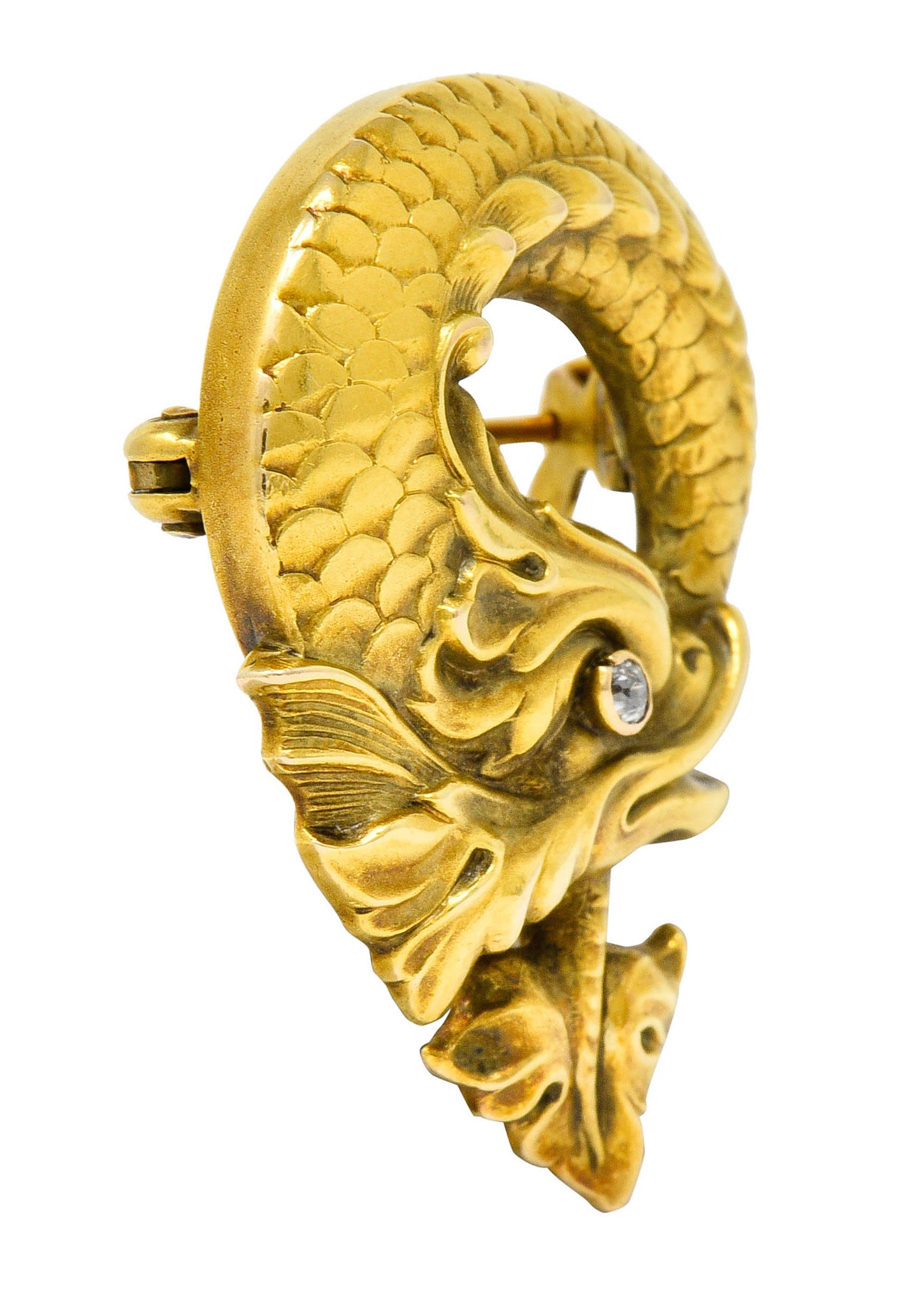 Art Nouveau Diamond 14 Karat Gold Sea Serpent BroochBrooch - Wilson's Estate Jewelry