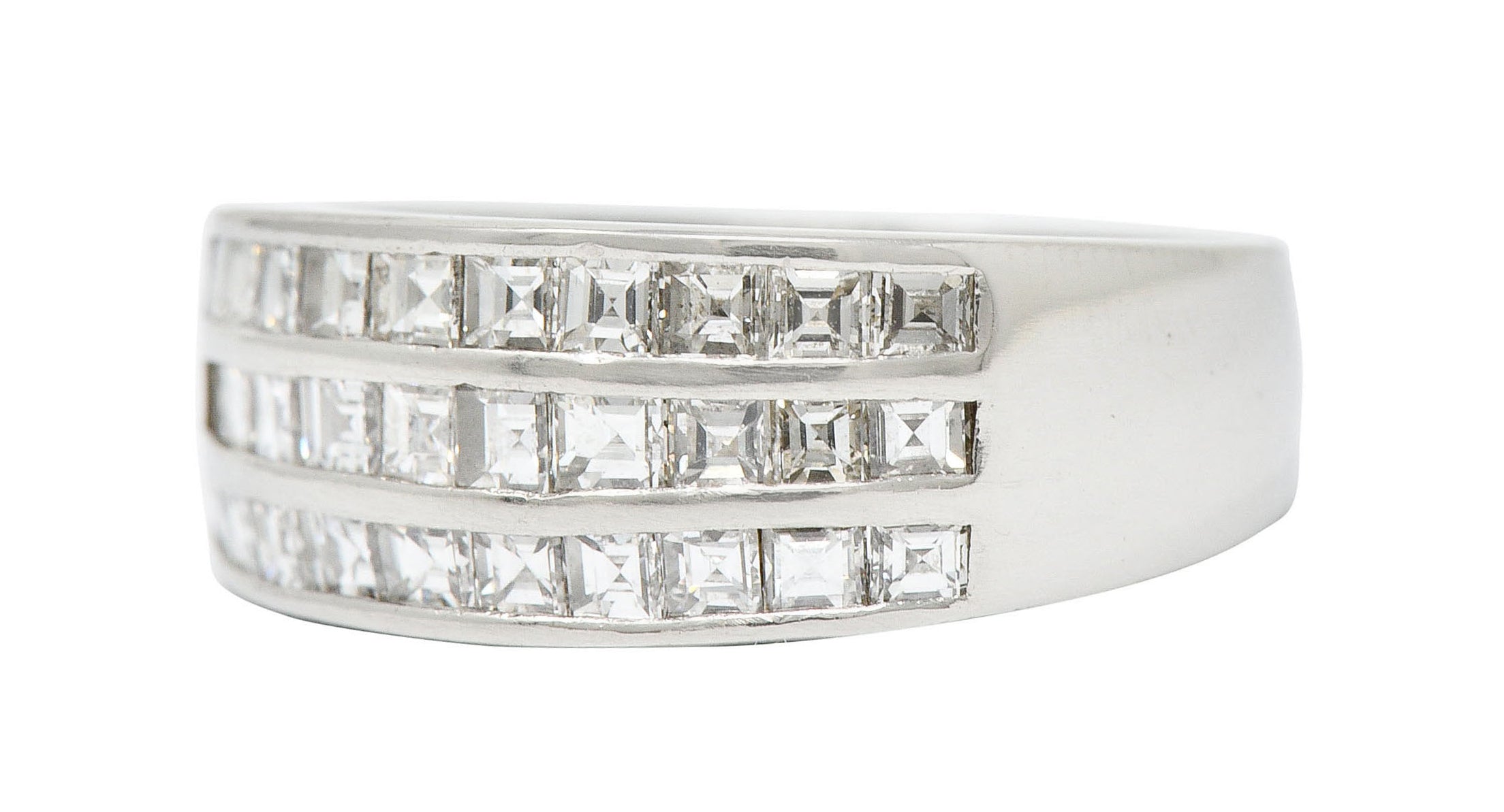 Modern 1.46 CTW Square Step Cut Diamond Platinum Channel Band RingRing - Wilson's Estate Jewelry