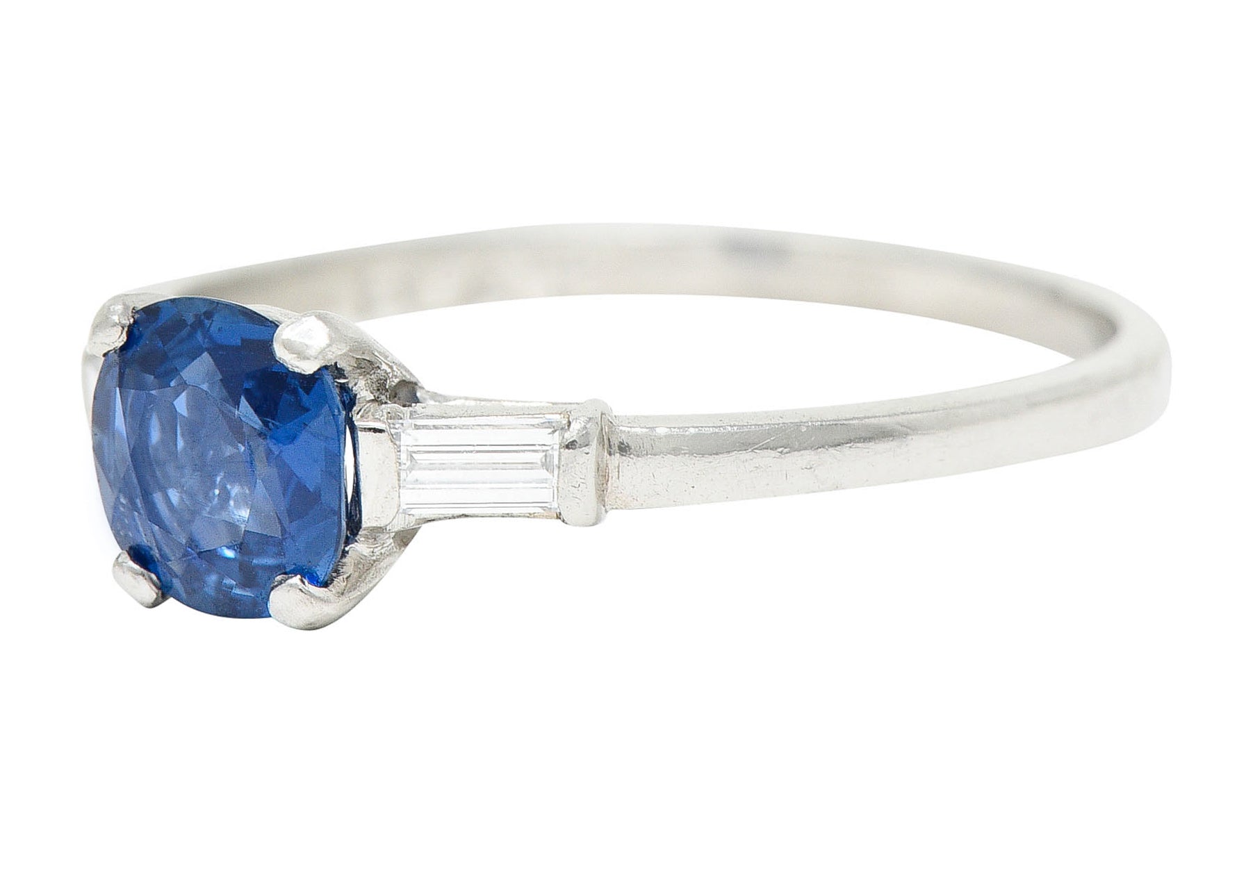 1950's Mid-Century No Heat Sapphire Platinum Ring GIARing - Wilson's Estate Jewelry