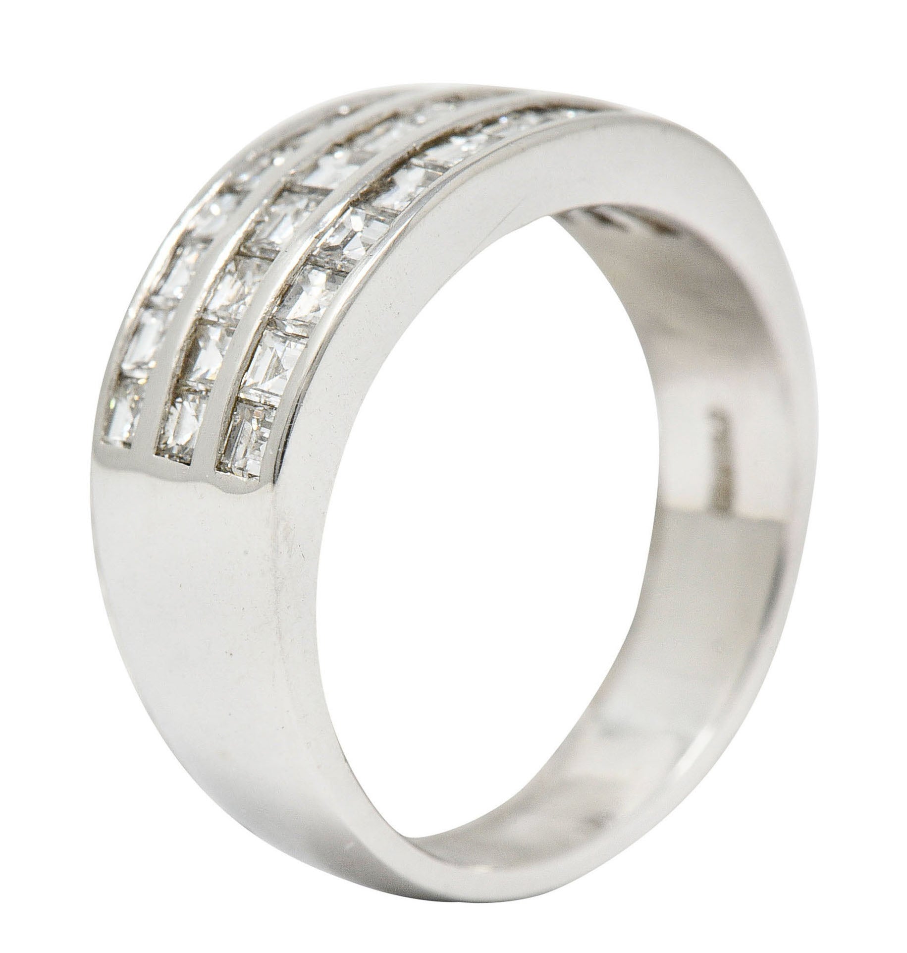 Modern 1.46 CTW Square Step Cut Diamond Platinum Channel Band RingRing - Wilson's Estate Jewelry