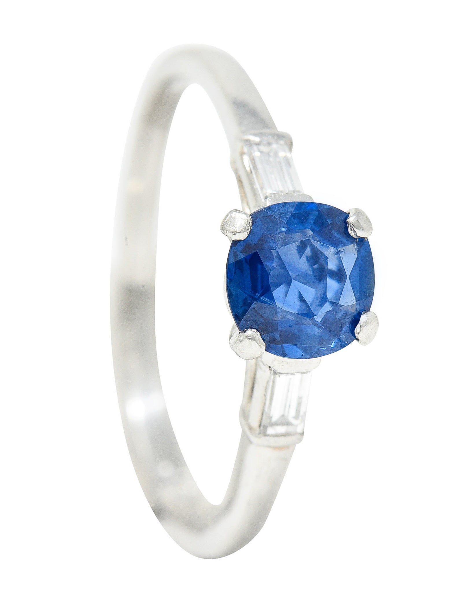 1950's Mid-Century No Heat Sapphire Platinum Ring GIARing - Wilson's Estate Jewelry