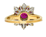 Oscar Heyman J.E. Caldwell Ruby Diamond 18 Karat Gold Platinum Cluster Ring GIARing - Wilson's Estate Jewelry