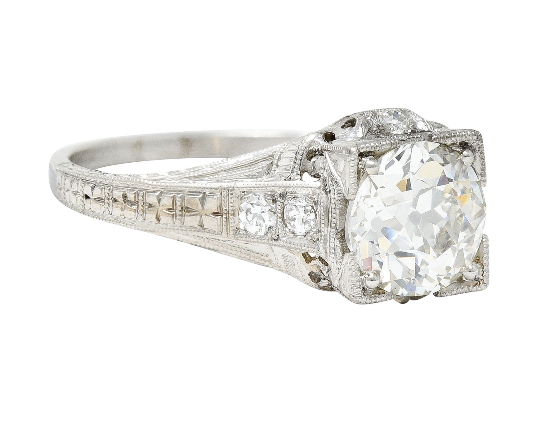 Art Deco 1.67 CTW Diamond Platinum Orange Blossom Engagement RingRing - Wilson's Estate Jewelry