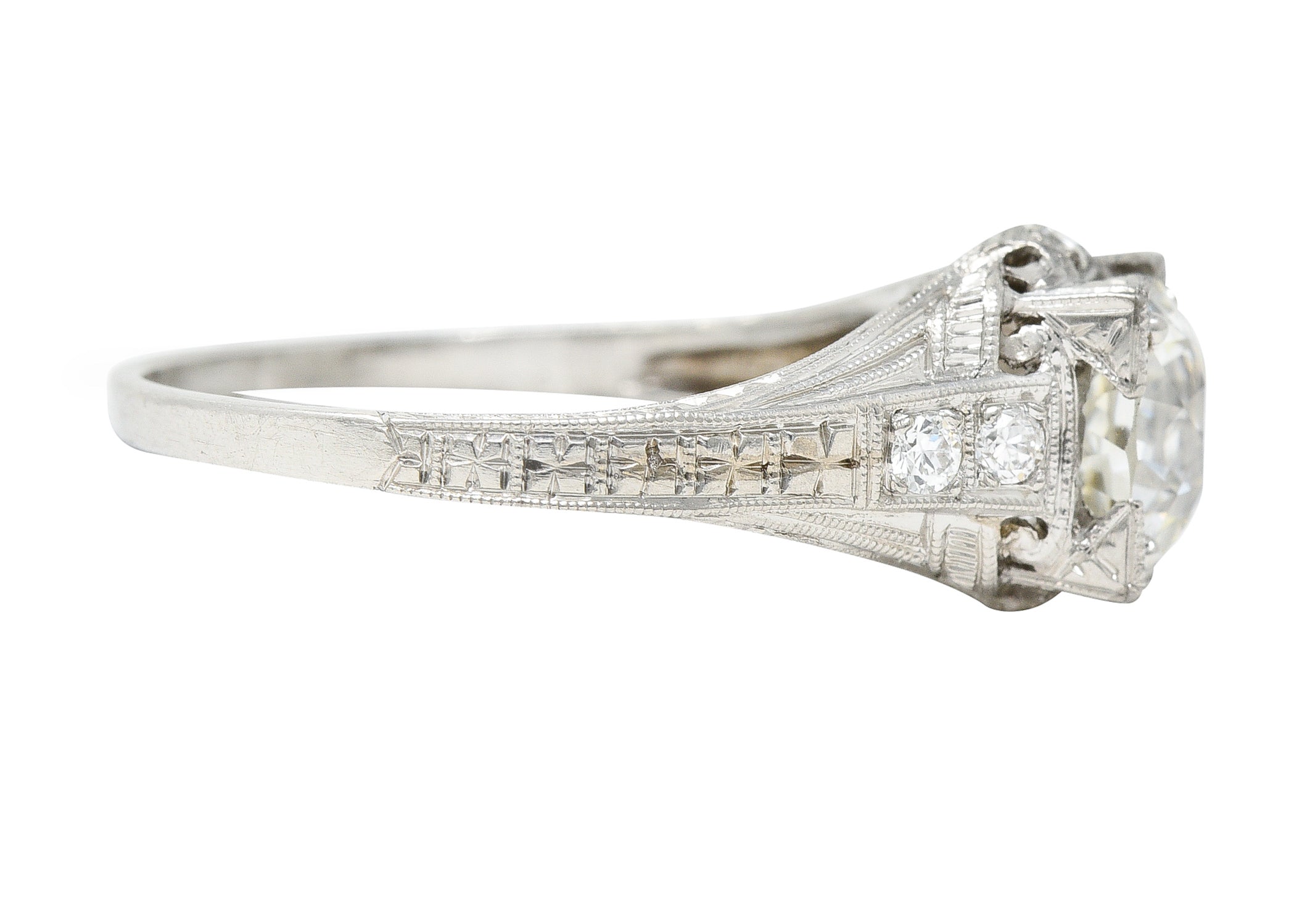 Art Deco 1.67 CTW Diamond Platinum Orange Blossom Engagement RingRing - Wilson's Estate Jewelry