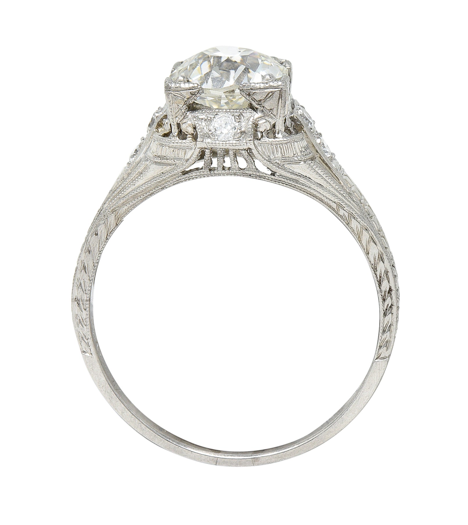 Art Deco 1.67 CTW Diamond Platinum Orange Blossom Engagement RingRing - Wilson's Estate Jewelry