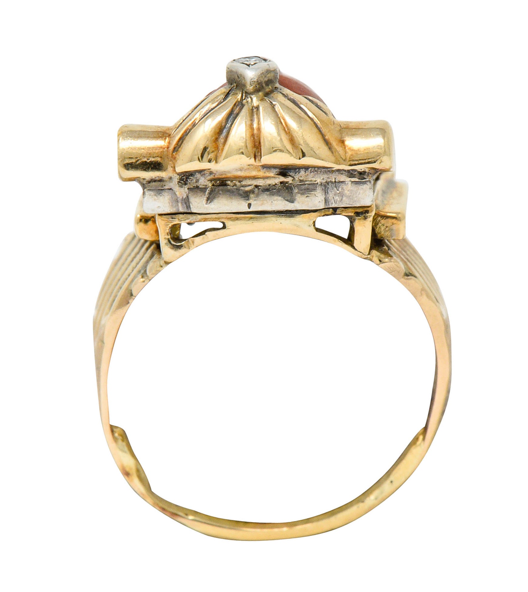 1920's Egyptian Revival Diamond Jasper Platinum-Topped 14 Karat Gold Pharaoh RingRing - Wilson's Estate Jewelry