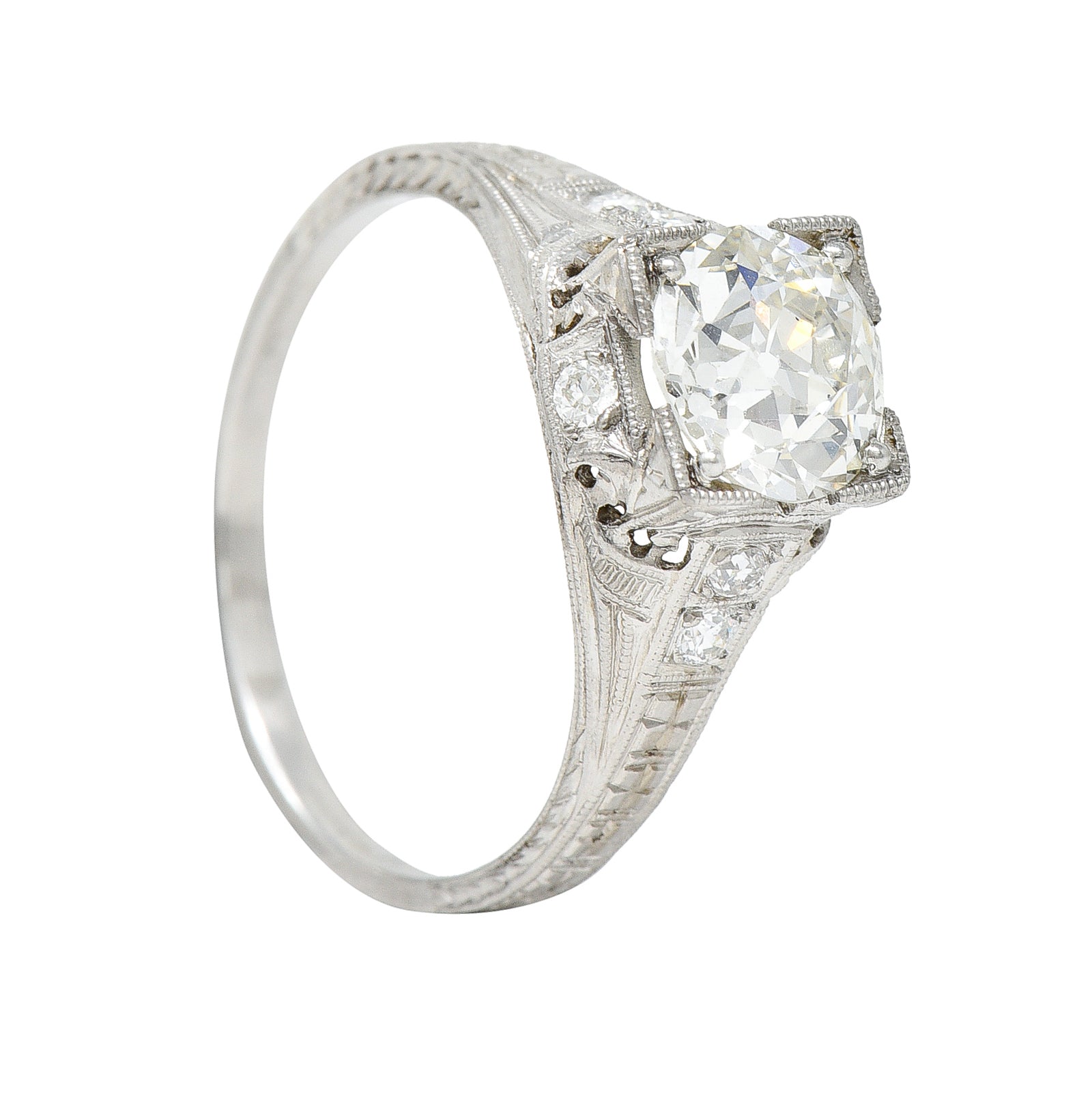 Art Deco 1.67 CTW Diamond Platinum Orange Blossom Engagement RingRing - Wilson's Estate Jewelry