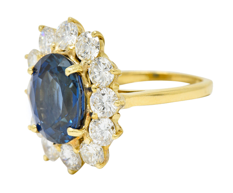 Vintage 7.20 CTW Sapphire Diamond 18 Karat Gold Cluster RingRing - Wilson's Estate Jewelry