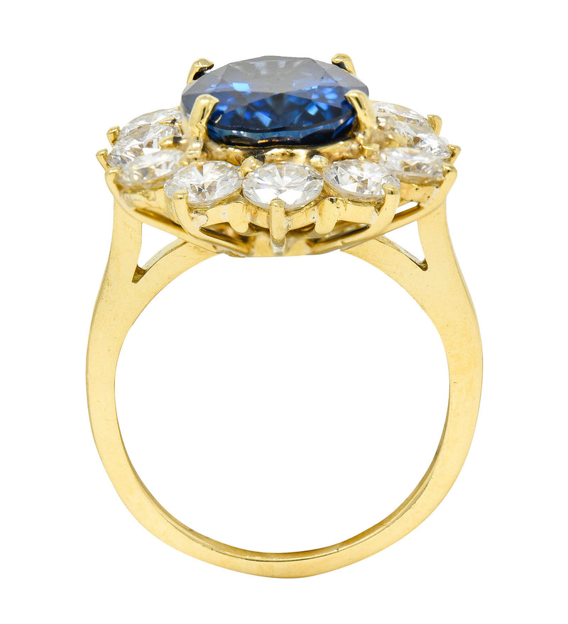 Vintage 7.20 CTW Sapphire Diamond 18 Karat Gold Cluster RingRing - Wilson's Estate Jewelry